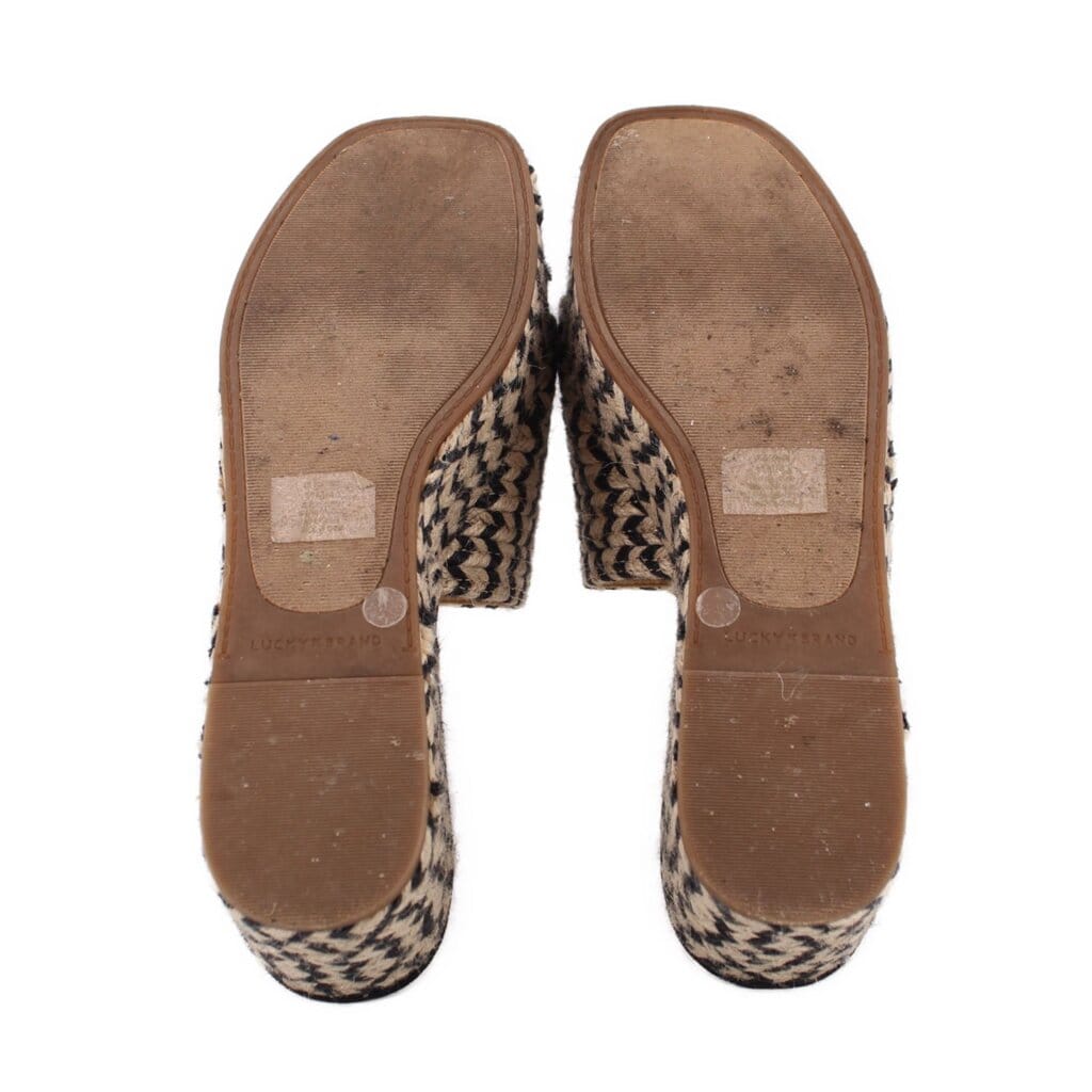 LUCKY BRAND WOVEN ESPADRILLE PLATFORM SANDALS CREAM/BLACK 11 US