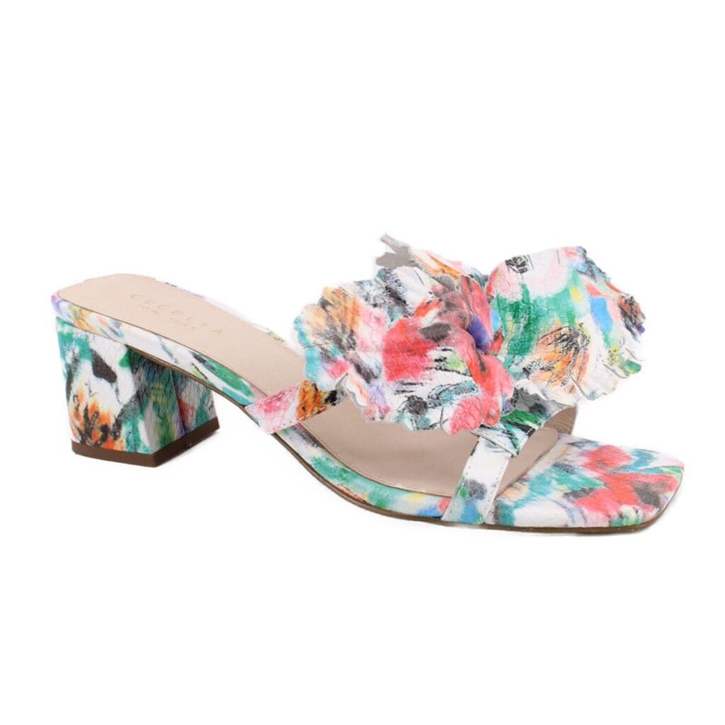CECELIA PRINT HEELS WHITE/MULTI 7.5 US