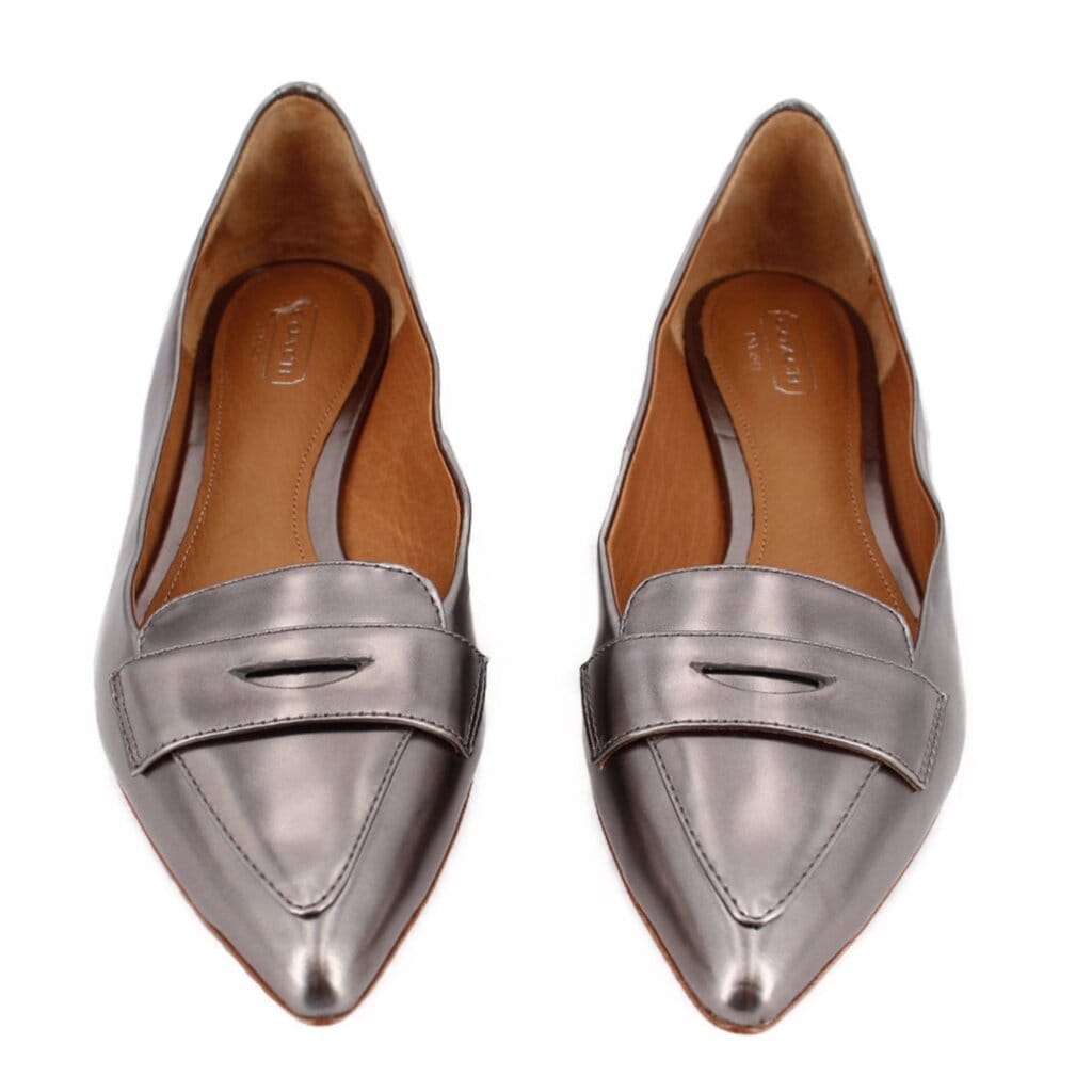 COACH LEATHER LOAFERS SILVER 8 US