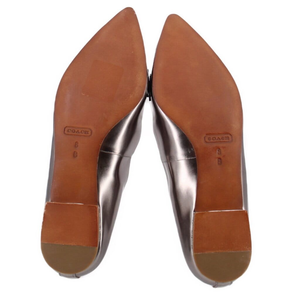 COACH LEATHER LOAFERS SILVER 8 US