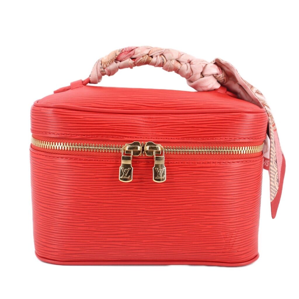 LOUIS VUITTON NICE MINI W/ SCARF HANDLE BAG RED EPI