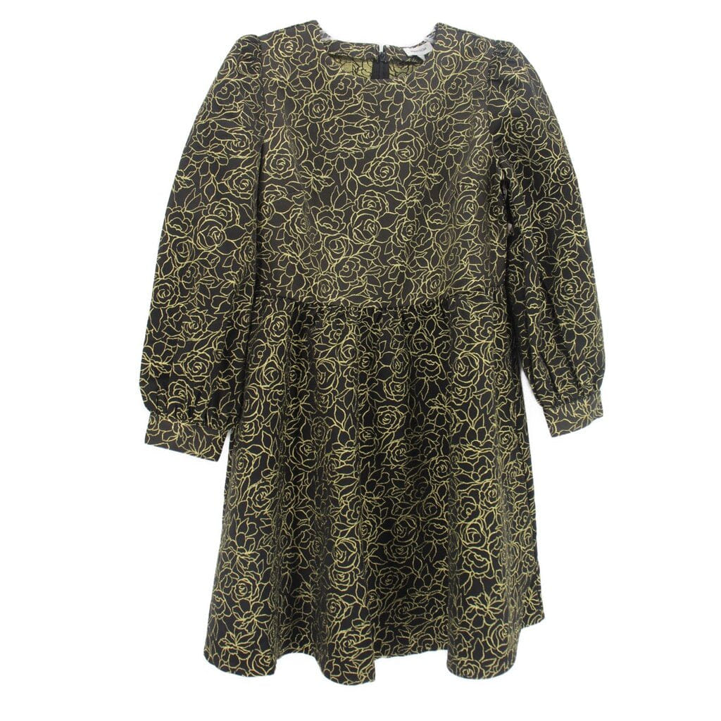 NORDSTROM PRINT DRESSES BLACK/GOLD S
