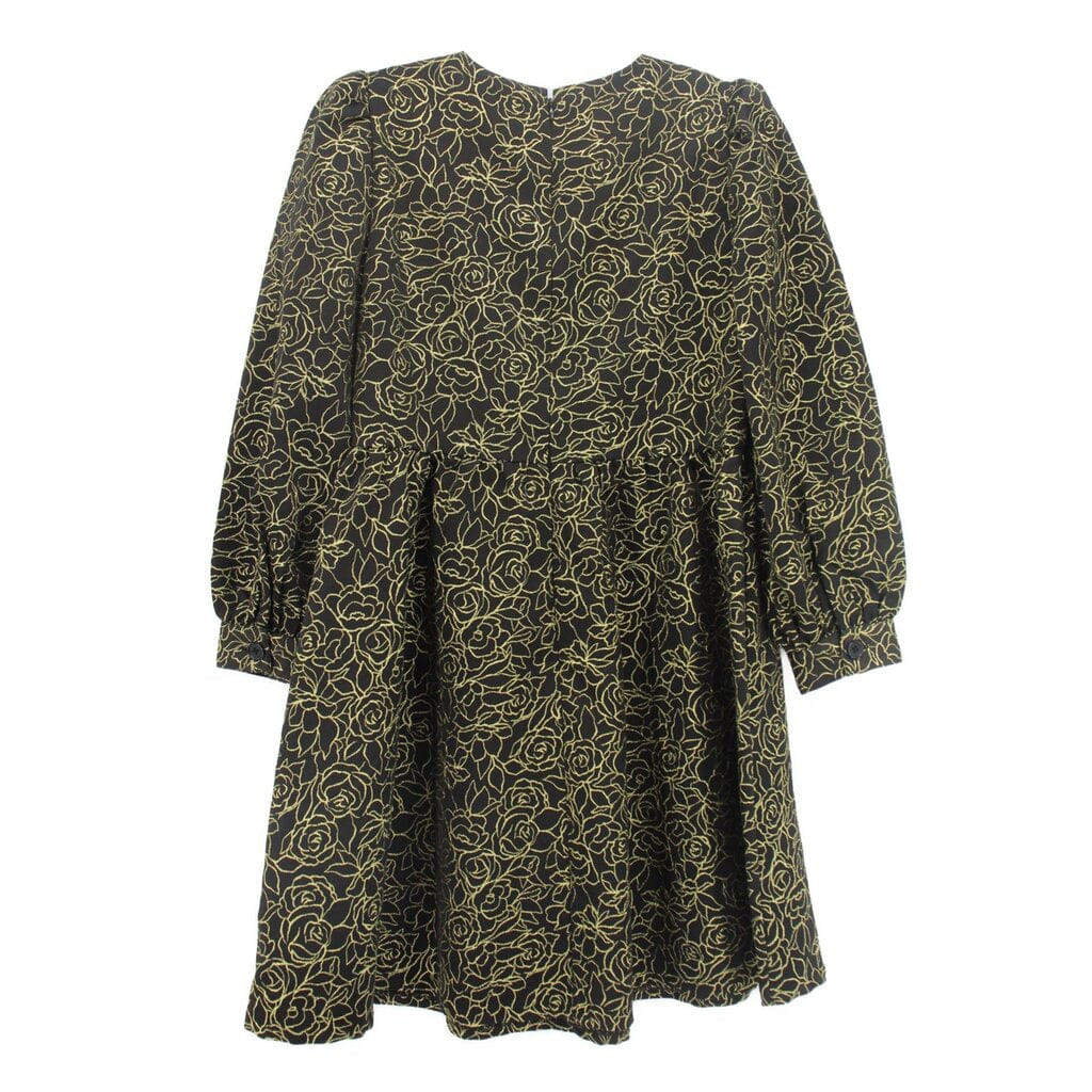 NORDSTROM PRINT DRESSES BLACK/GOLD S