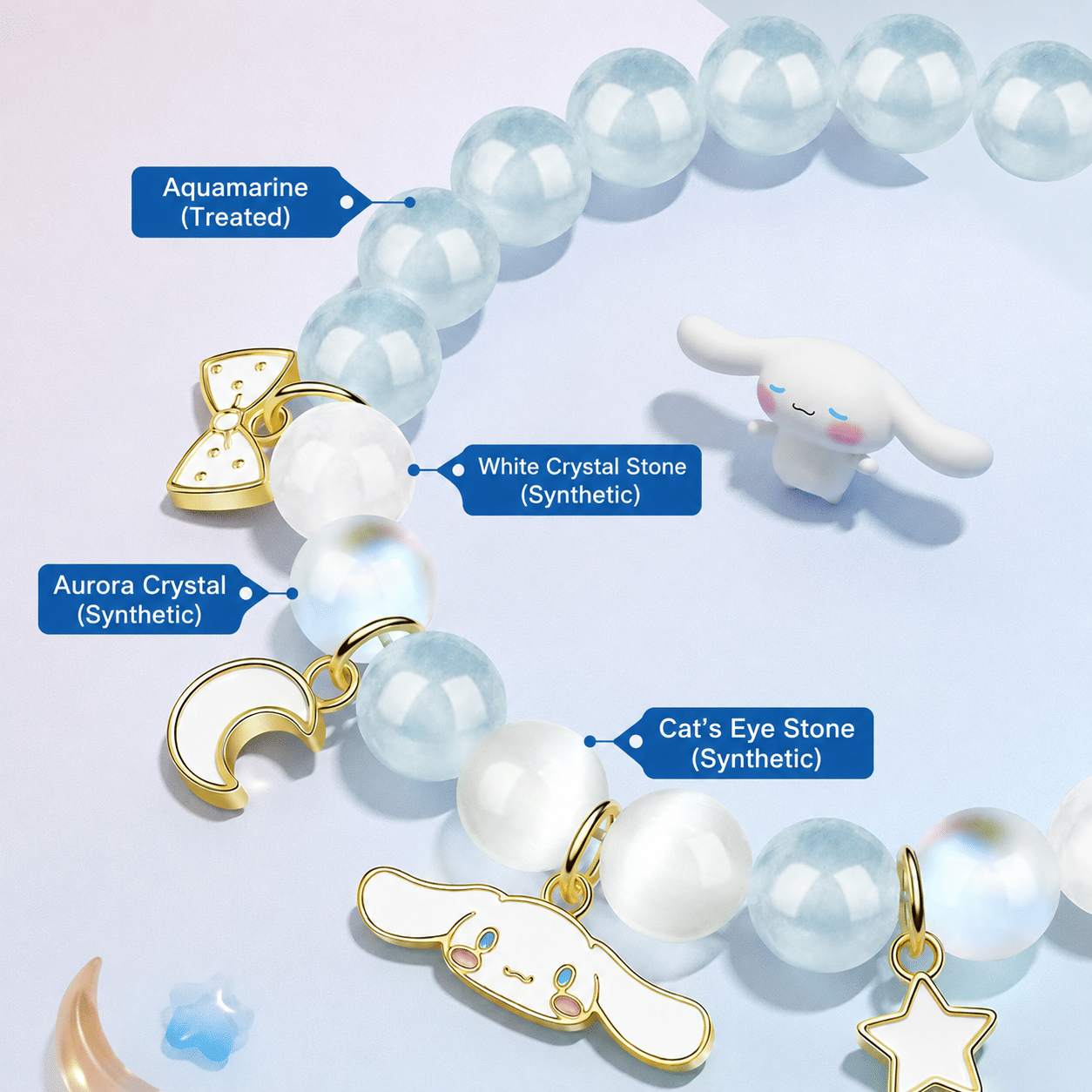 sanrio Authentic Cinnamoroll Blue Crystal Bracelet