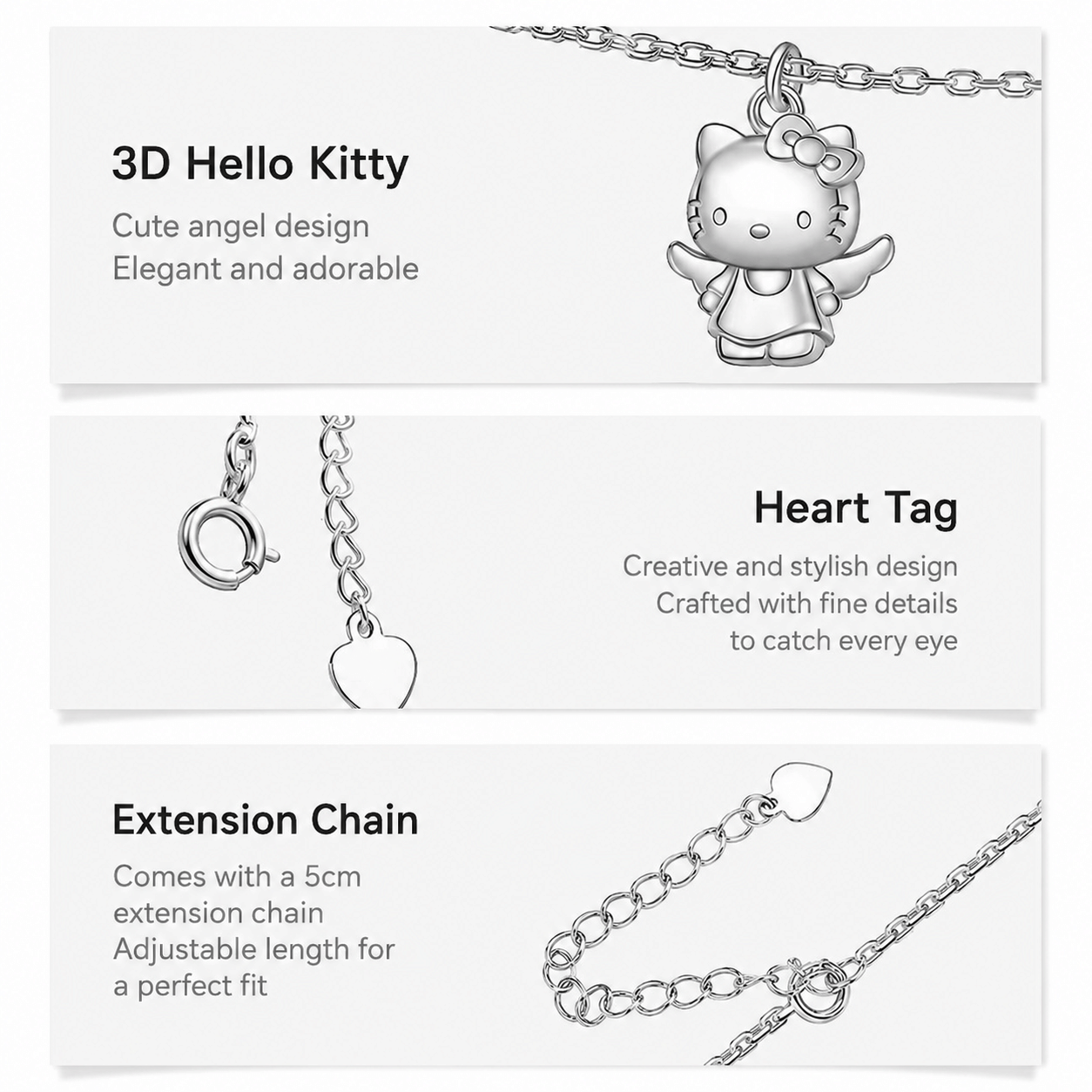 sanrio Authentic Hello Kitty 925 Sterling Silver Necklace