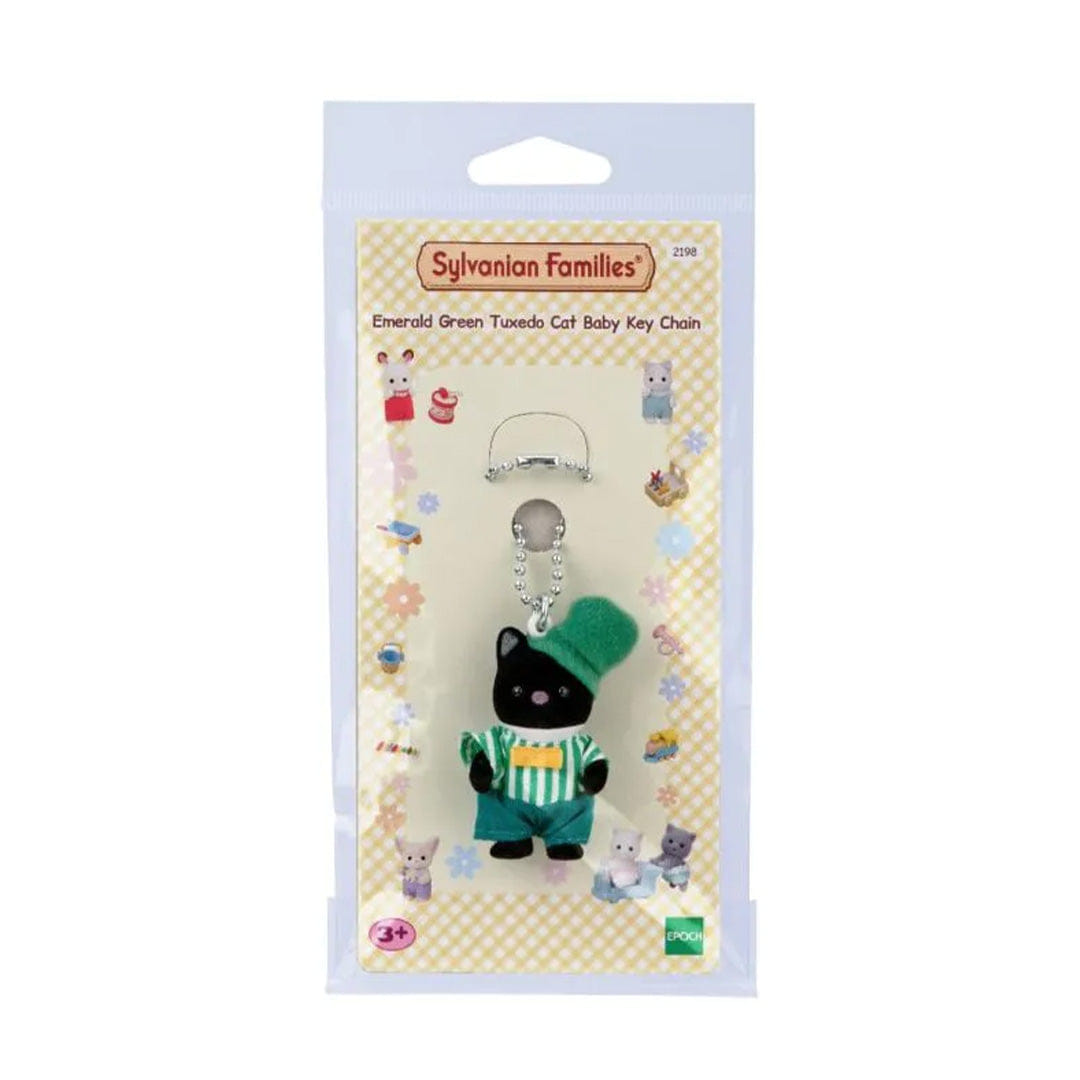 Sylvanian Families Tuxedo Cat Baby Emerald Green Keychain