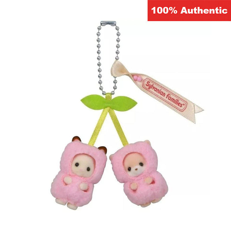 Sylvanian Families Chocolate Rabbit & Fennec Baby Cherry Keychain