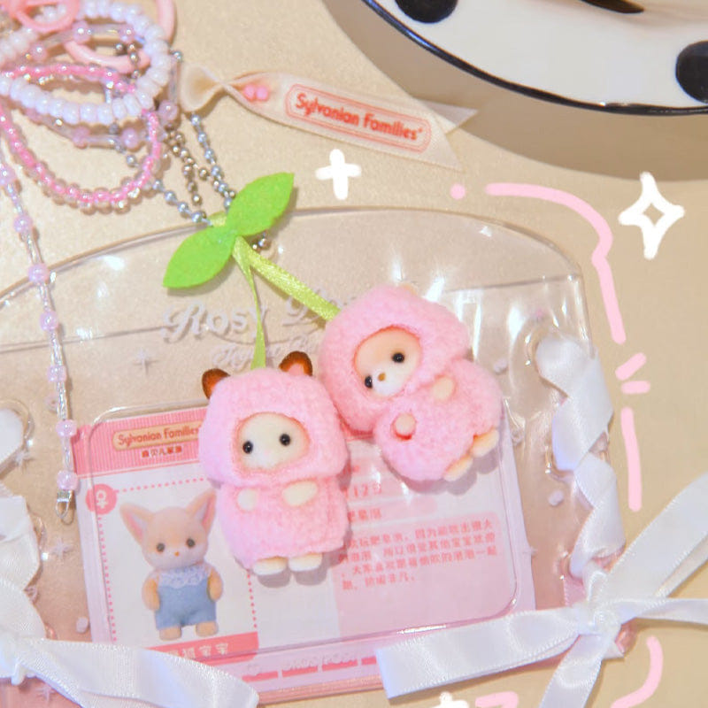 Sylvanian Families Chocolate Rabbit & Fennec Baby Cherry Keychain