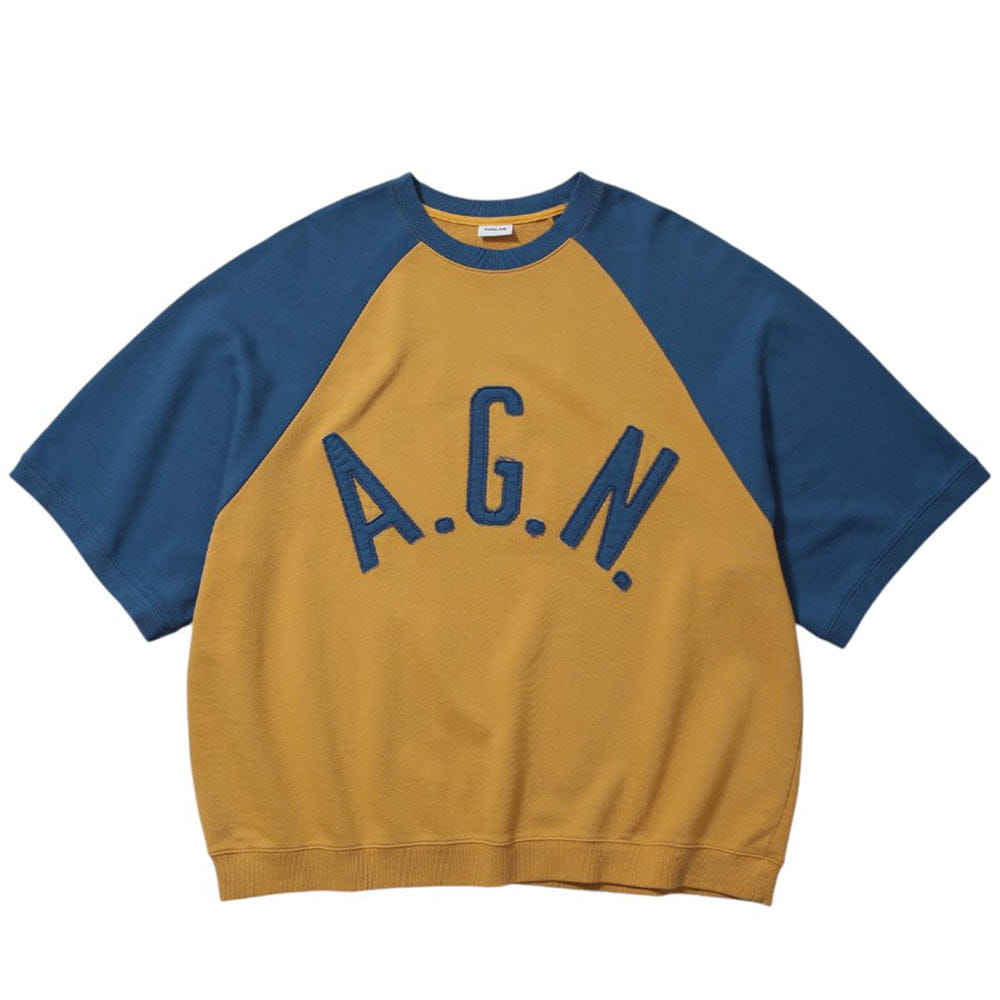 ANGLAN Appliqué Raglan Half Sweat Shirt