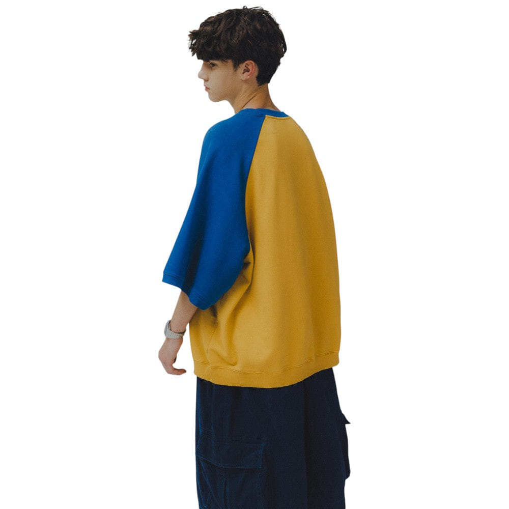ANGLAN Appliqué Raglan Half Sweat Shirt