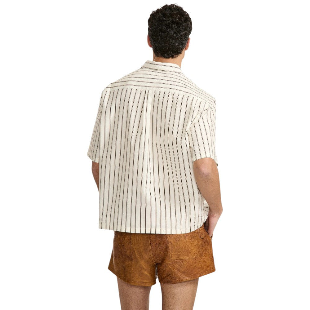 LOUIS GABRIEL NOUCHI STRIPED COTTON SHORT-SLEEVE SHIRT
