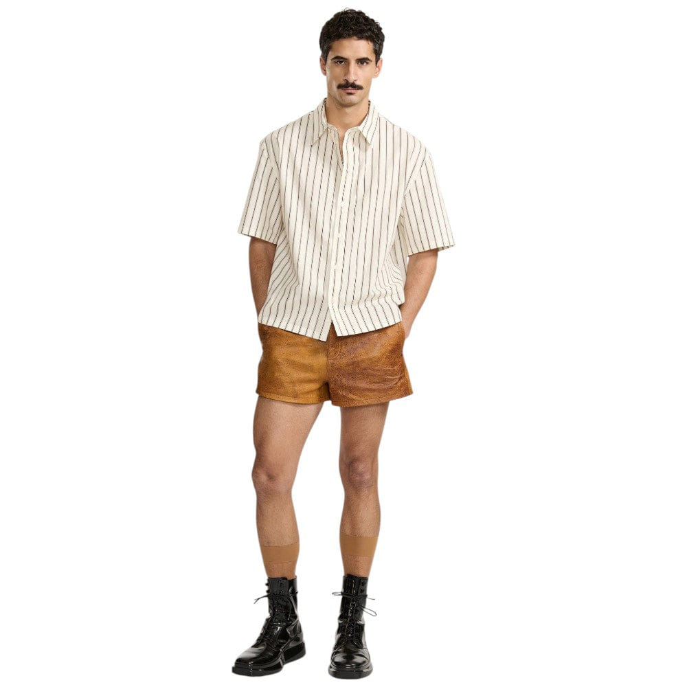 LOUIS GABRIEL NOUCHI STRIPED COTTON SHORT-SLEEVE SHIRT