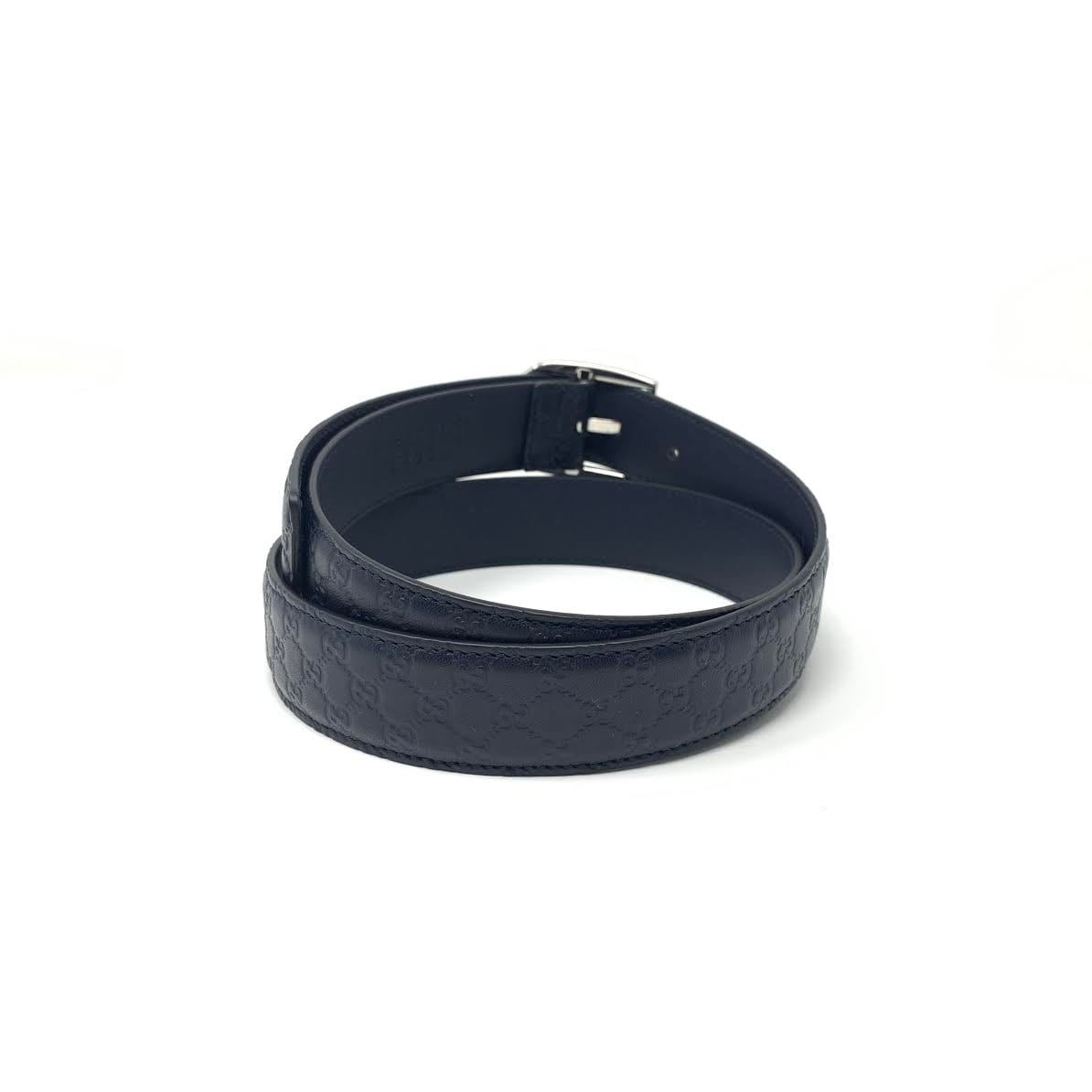 Gucci Navy Guccissima Leather Belt - Size 36