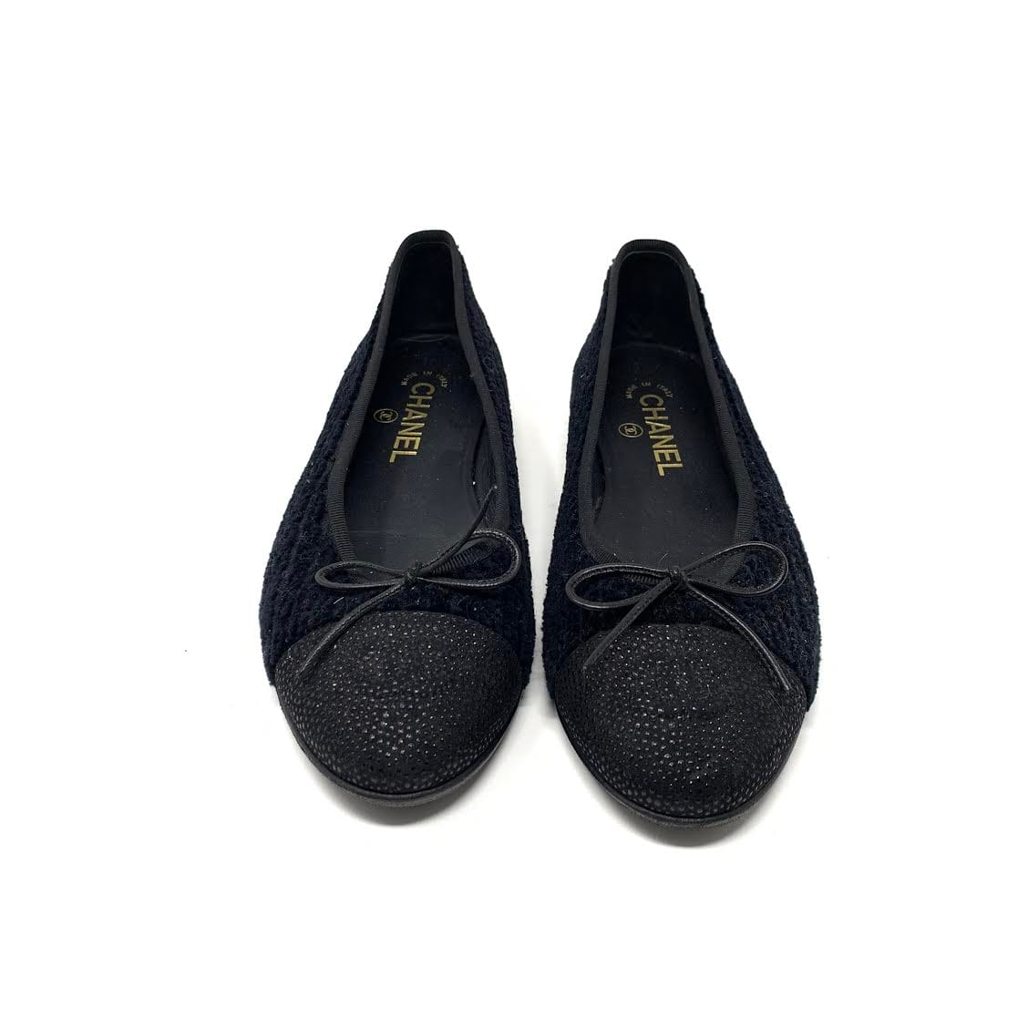 Chanel Velour Cap-Toe Flats - Size 38