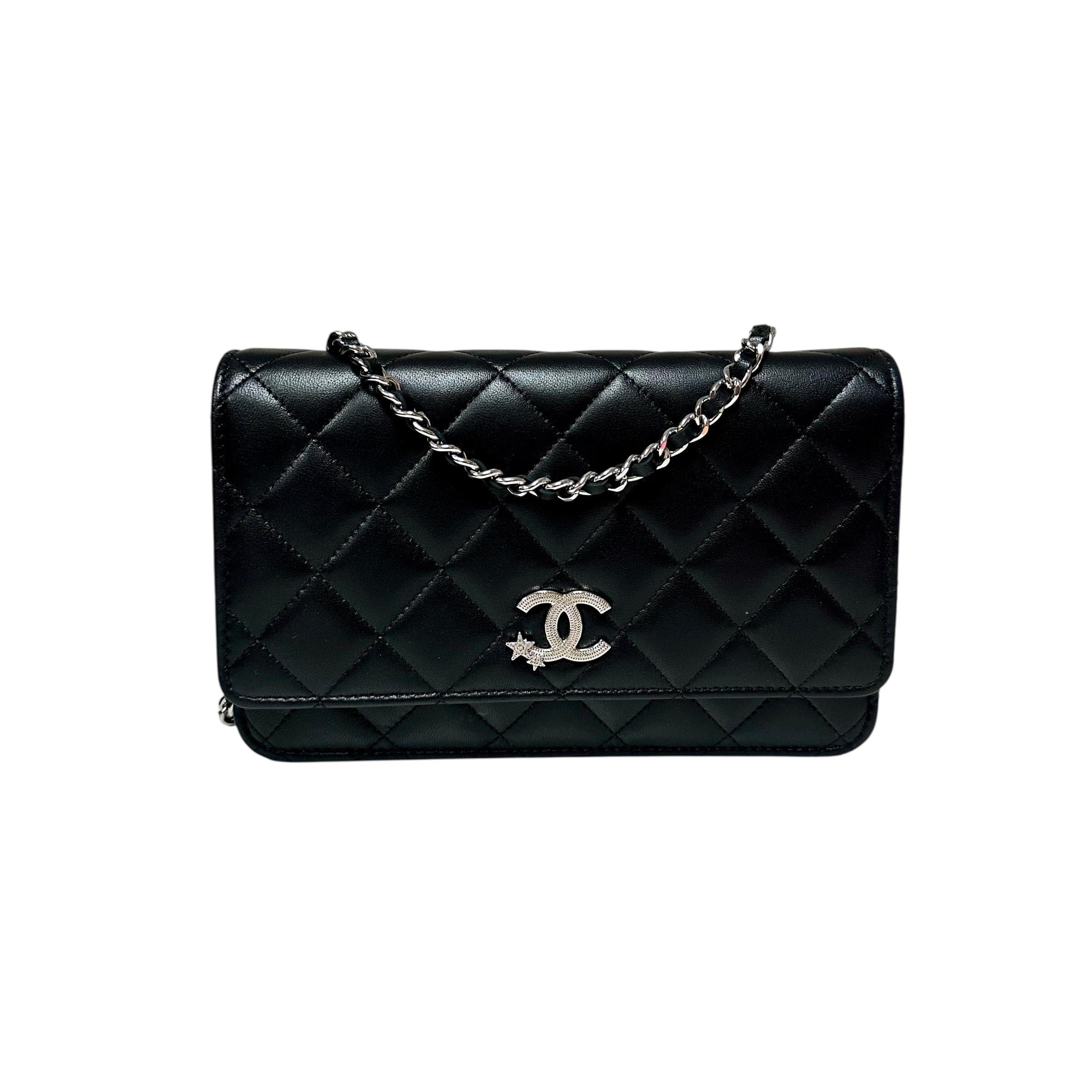 Chanel Black Crystal Star CC Wallet on Chain Crossbody Bag