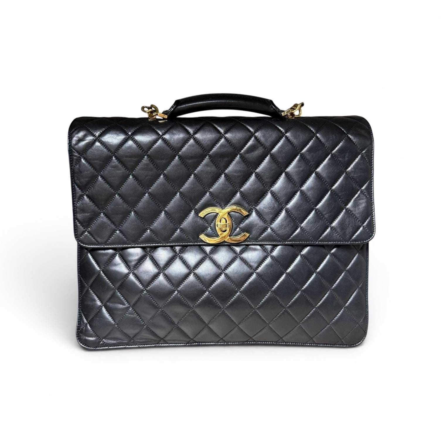 Chanel Vintage Black Lambskin CC Briefcase