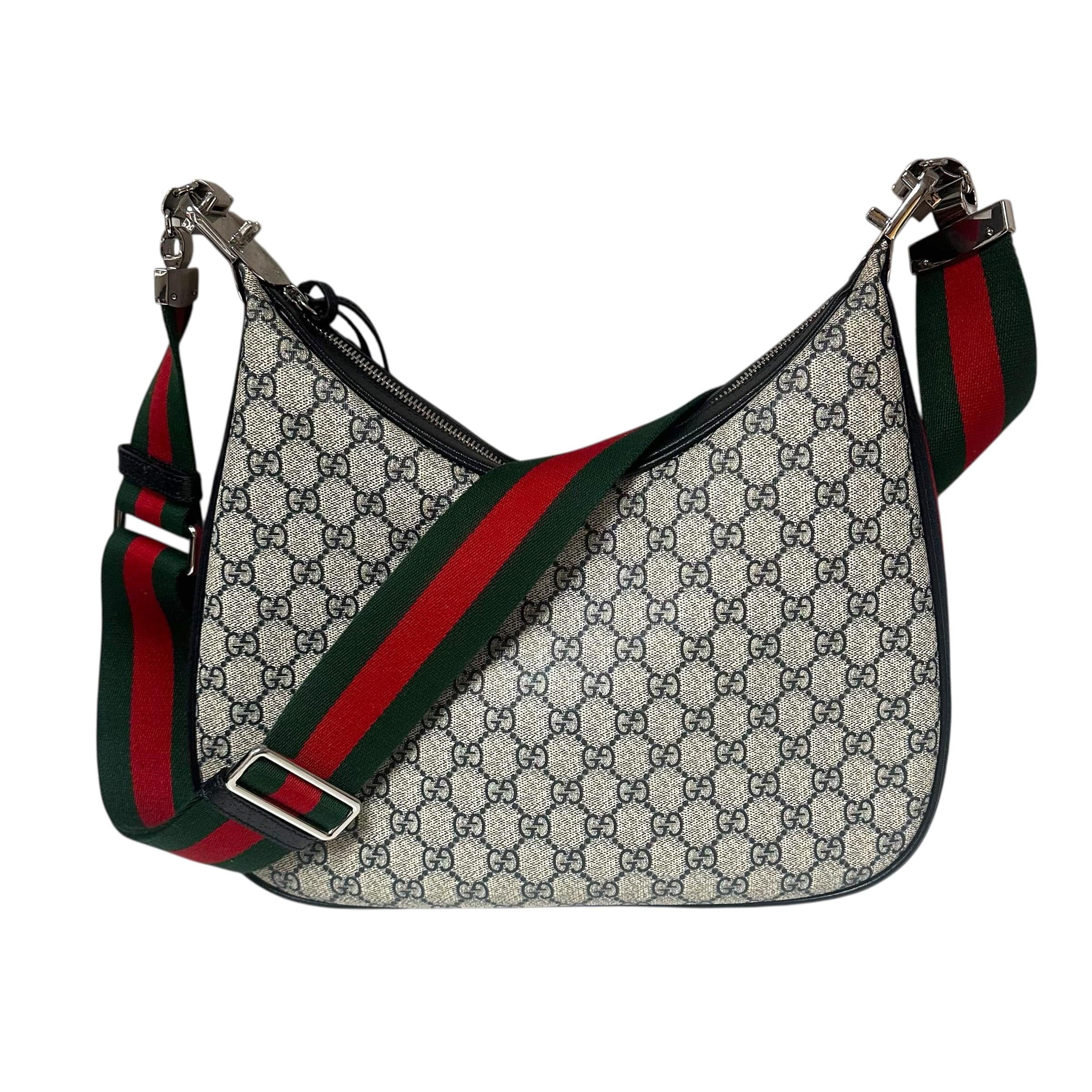 Gucci Blue Canvas Attache Shoulder Bag with 2 Straps