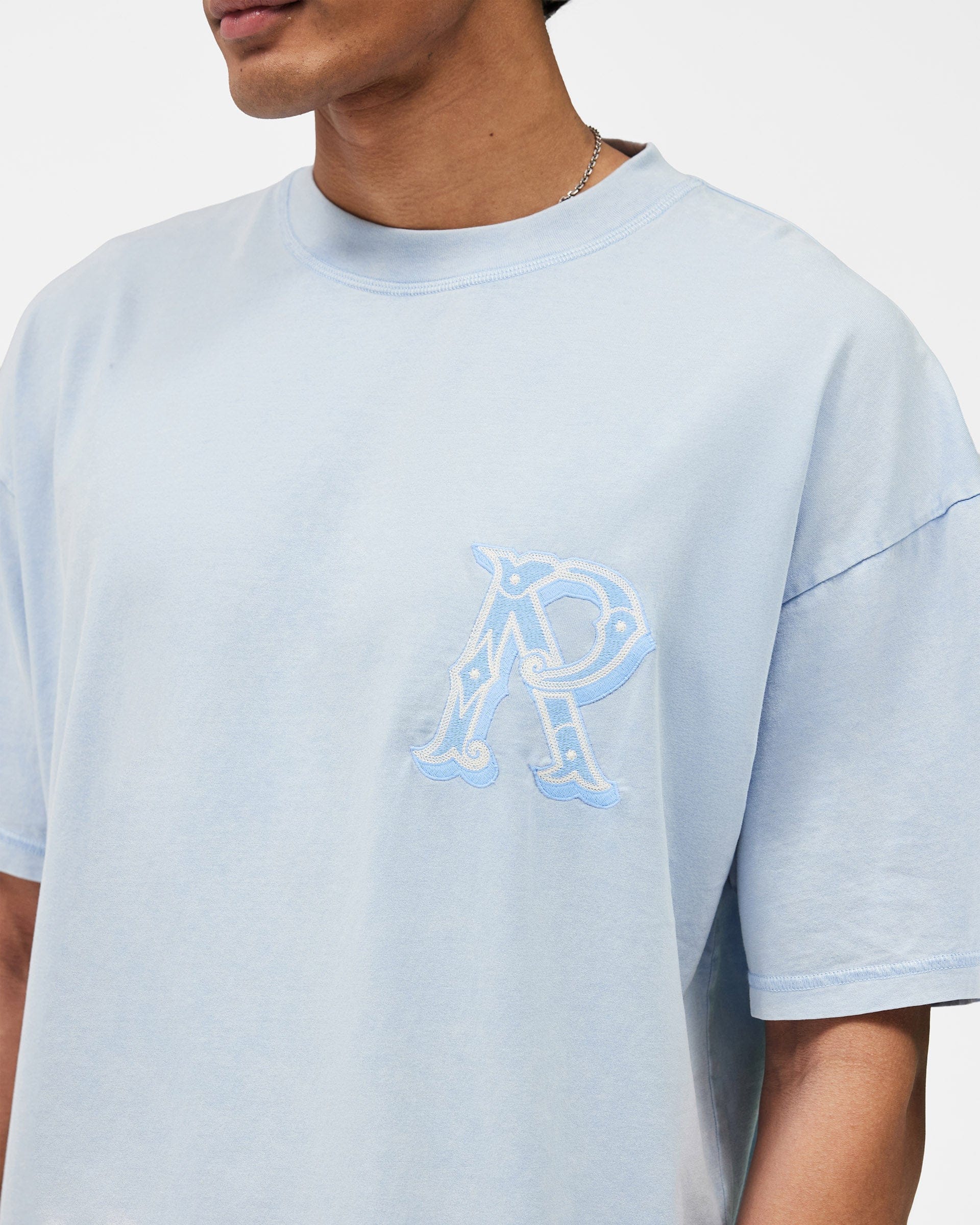 SS26 Western Initial T-Shirt - Mountain Blue