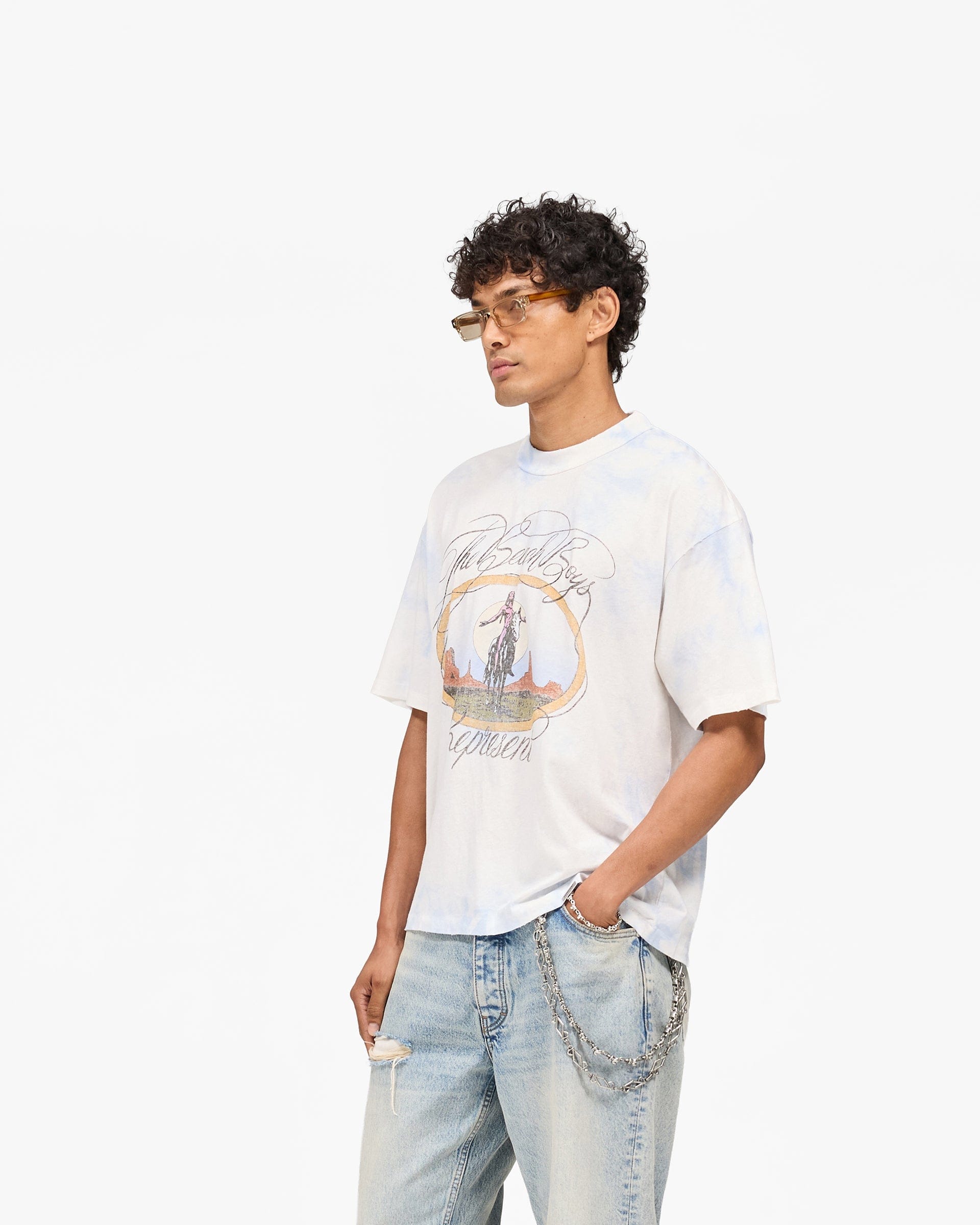 Exclusives Represent x Beach Boys Script T-Shirt - Blue Tie Dye