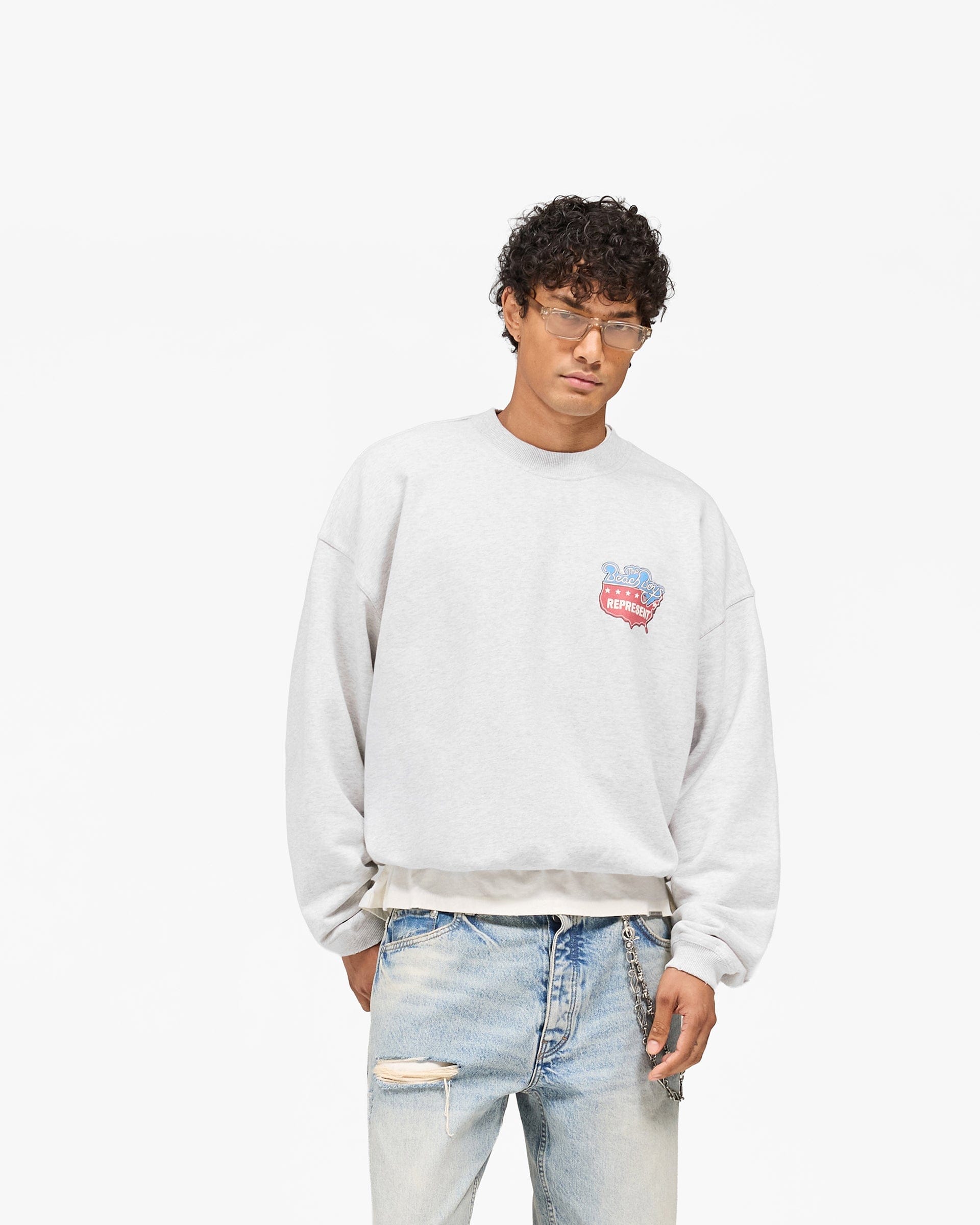 Exclusives Represent x Beach Boys Americas Band Sweater - Ice Grey Marl