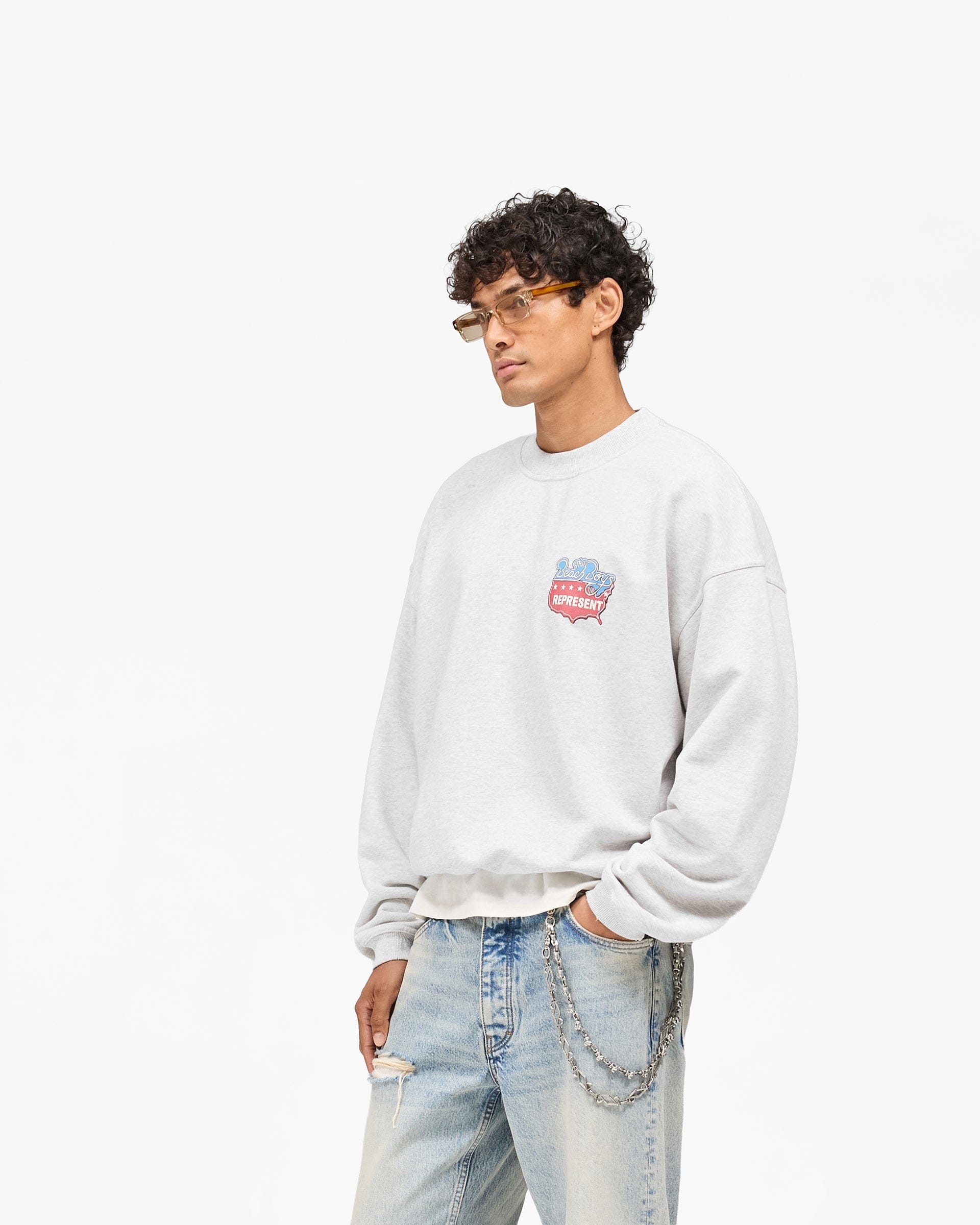 Exclusives Represent x Beach Boys Americas Band Sweater - Ice Grey Marl