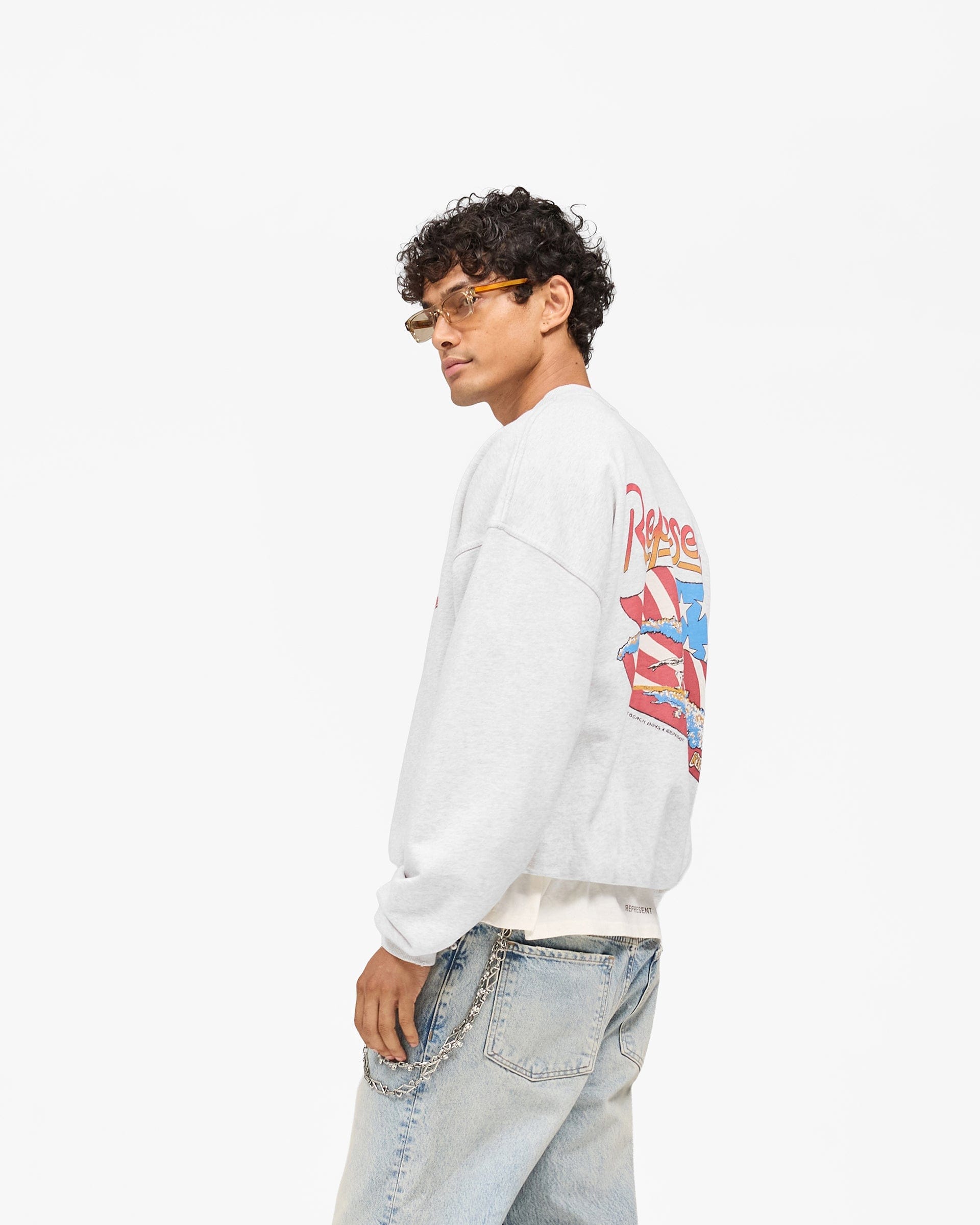Exclusives Represent x Beach Boys Americas Band Sweater - Ice Grey Marl