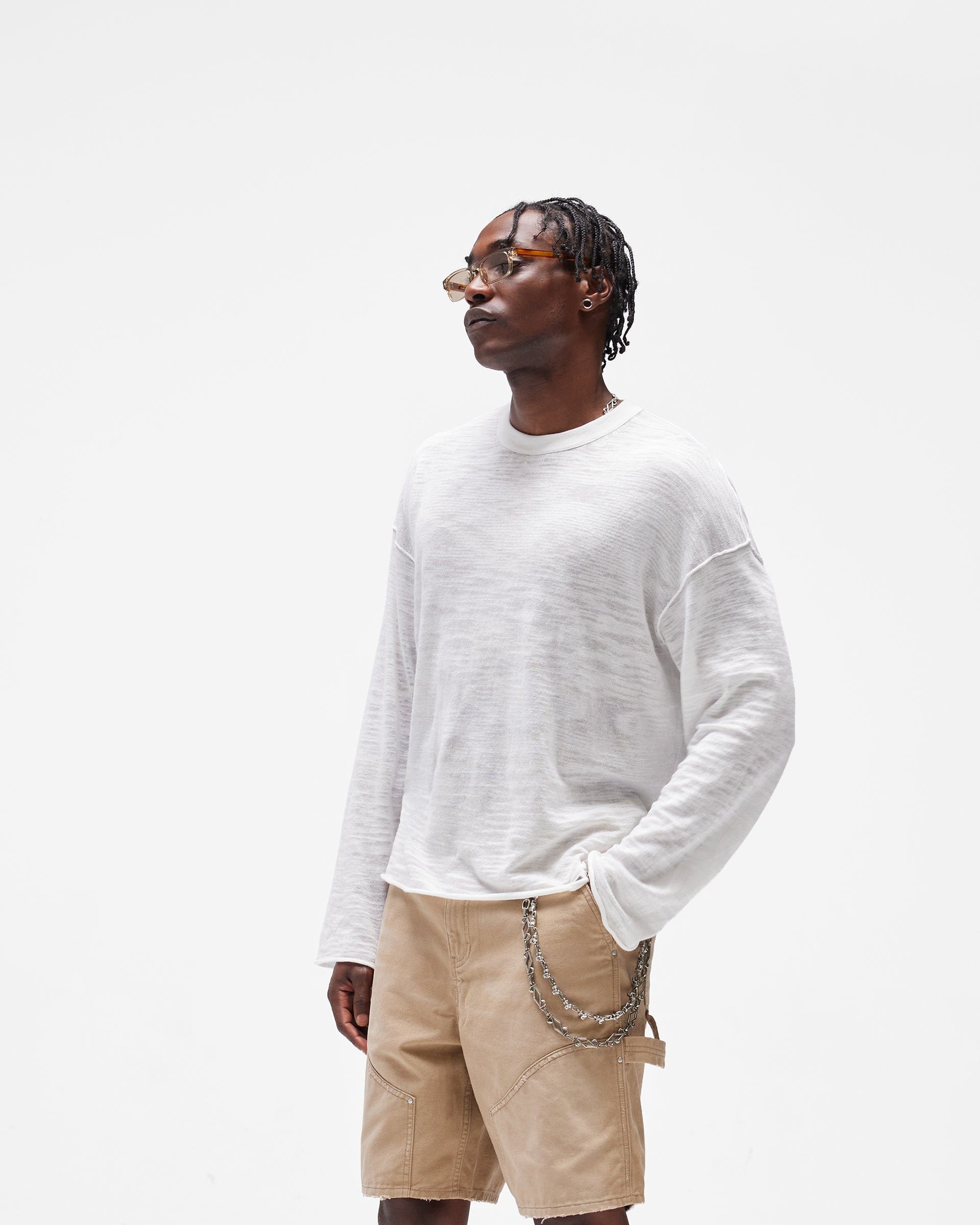 SC26 Long Sleeve Slub Knit T-Shirt - Flat White
