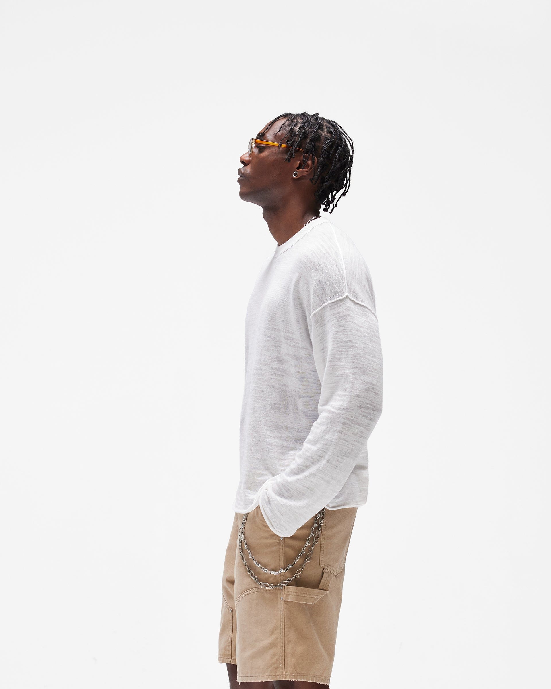 SC26 Long Sleeve Slub Knit T-Shirt - Flat White