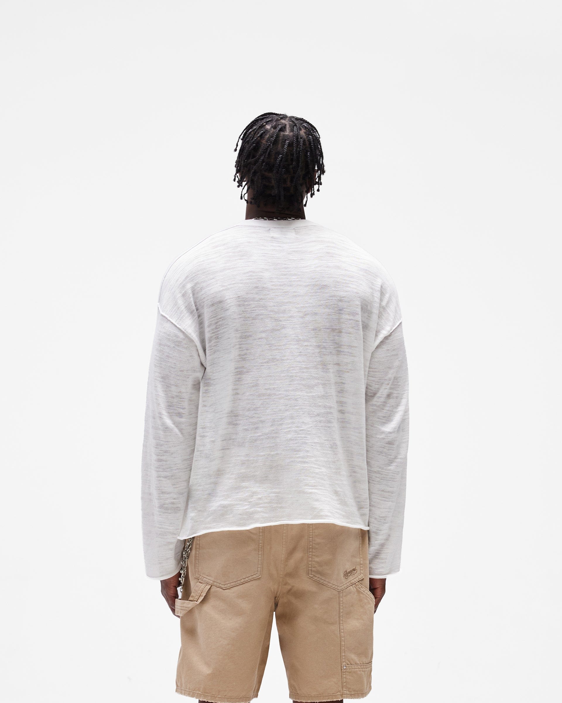 SC26 Long Sleeve Slub Knit T-Shirt - Flat White