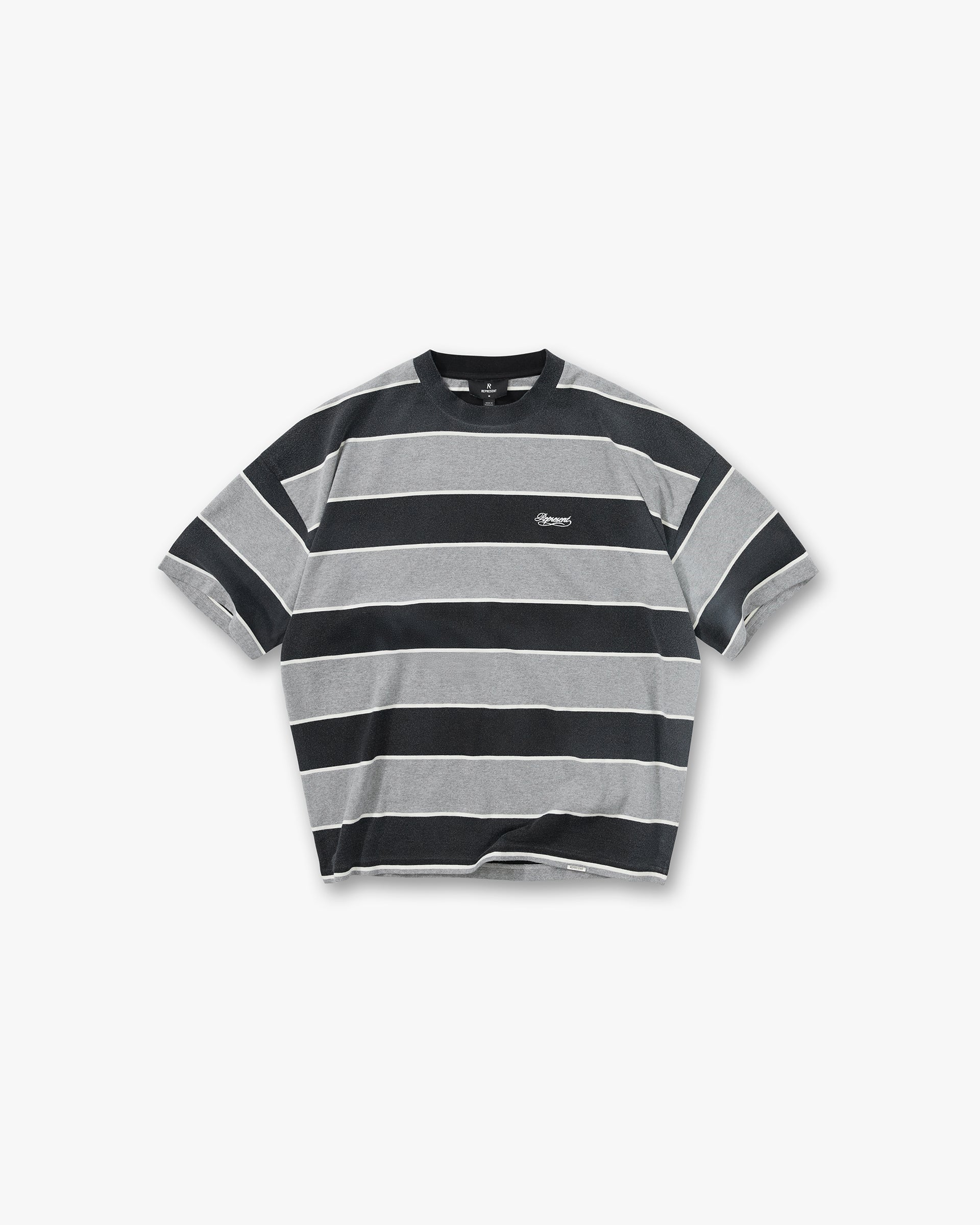 SC26 Calfornia Striped T-Shirt - Jet Black Grey Marl