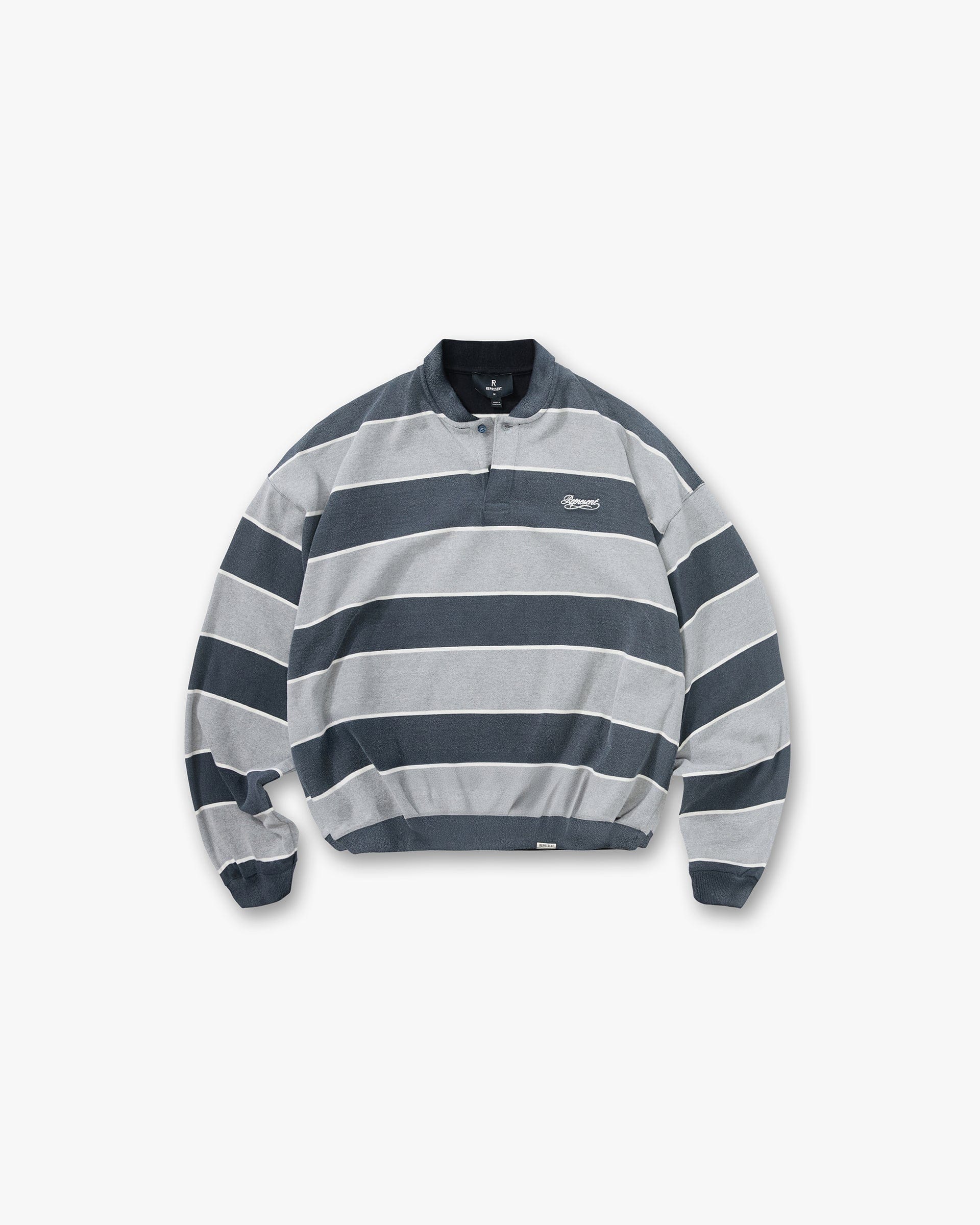 SC26 California Striped Henley Sweater - Jet Black Grey Marl