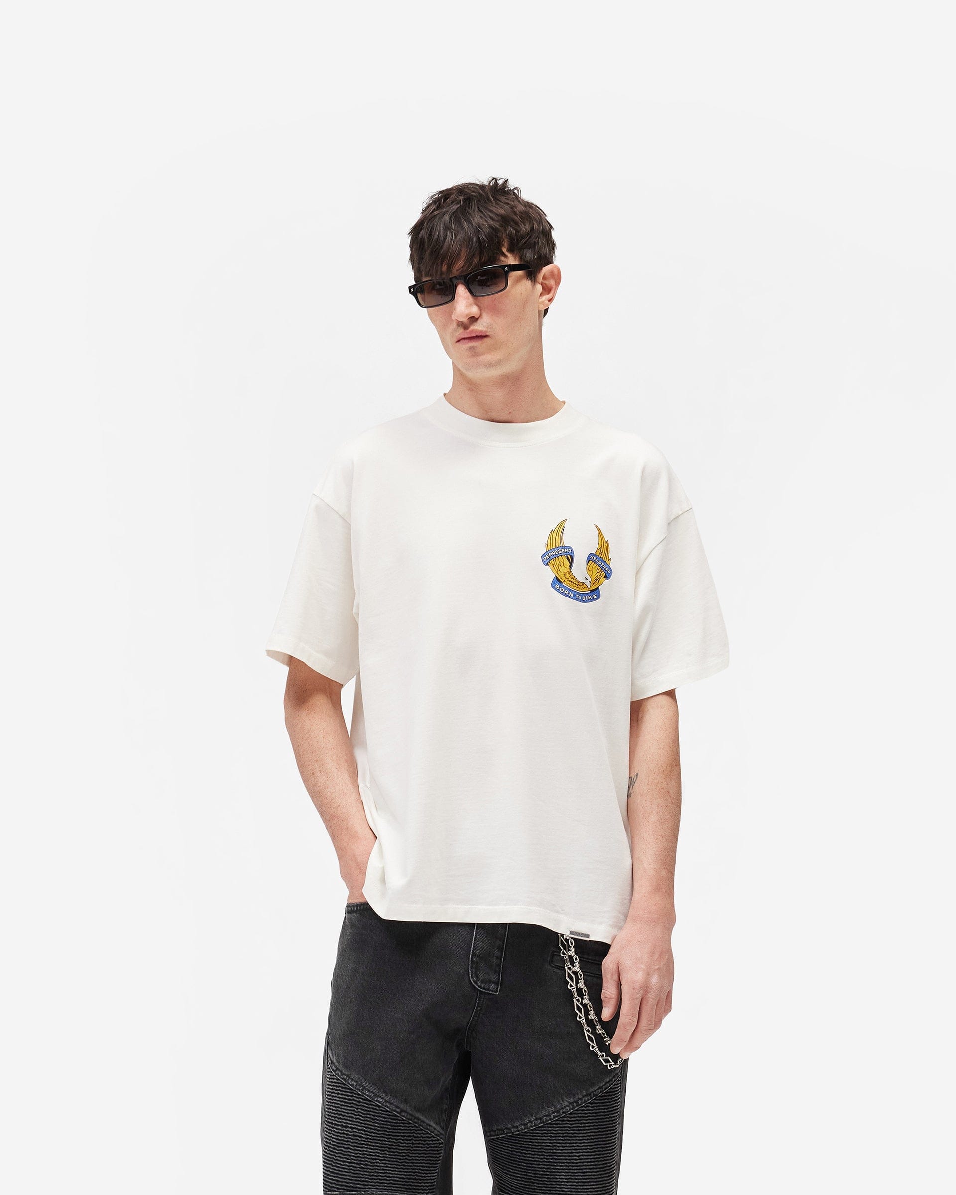 Exclusives Represent X Belstaff Born To Bike T-Shirt - Flat White