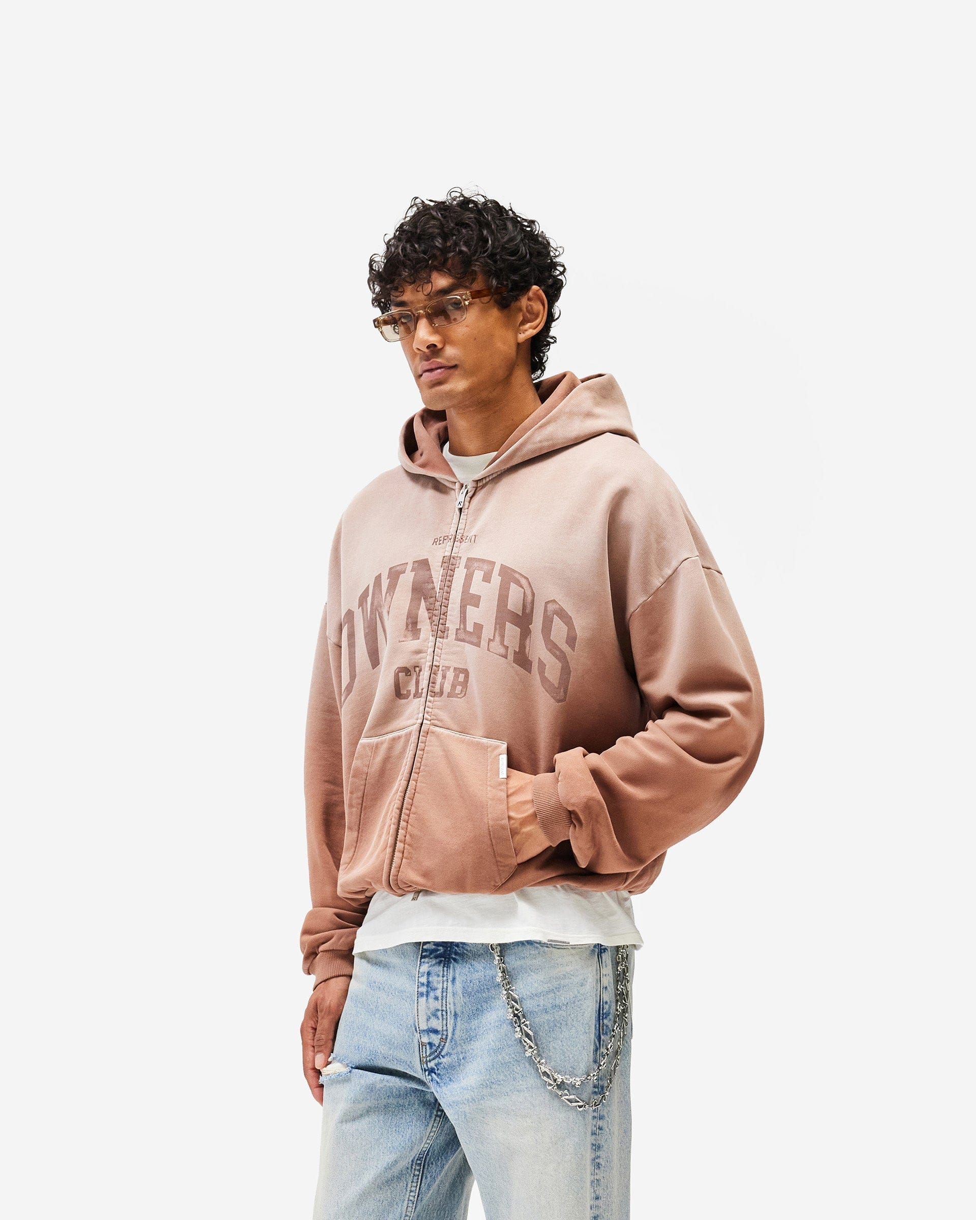 Owners Club Represent Owners Club Zip Through Hoodie - Sienna