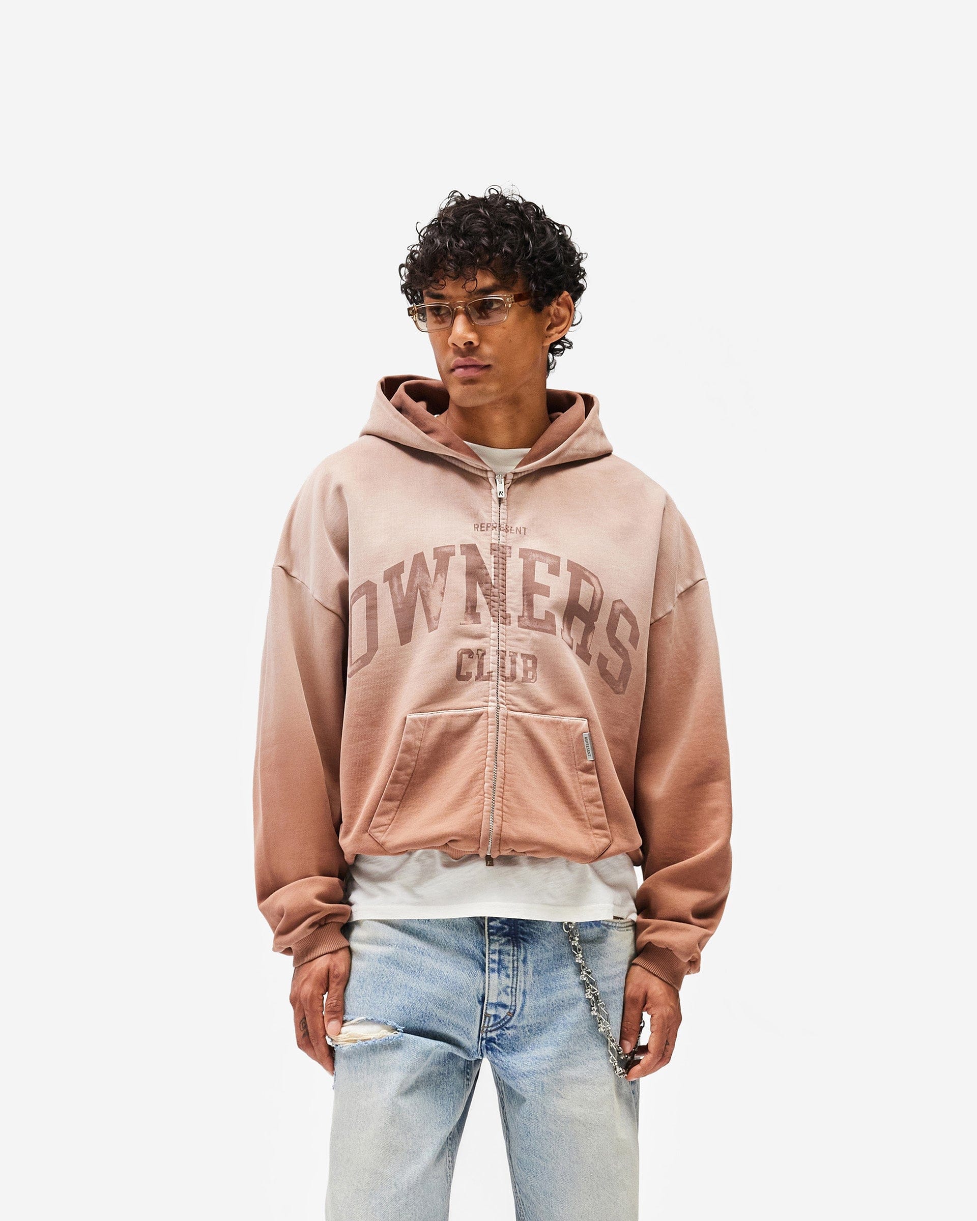 Owners Club Represent Owners Club Zip Through Hoodie - Sienna