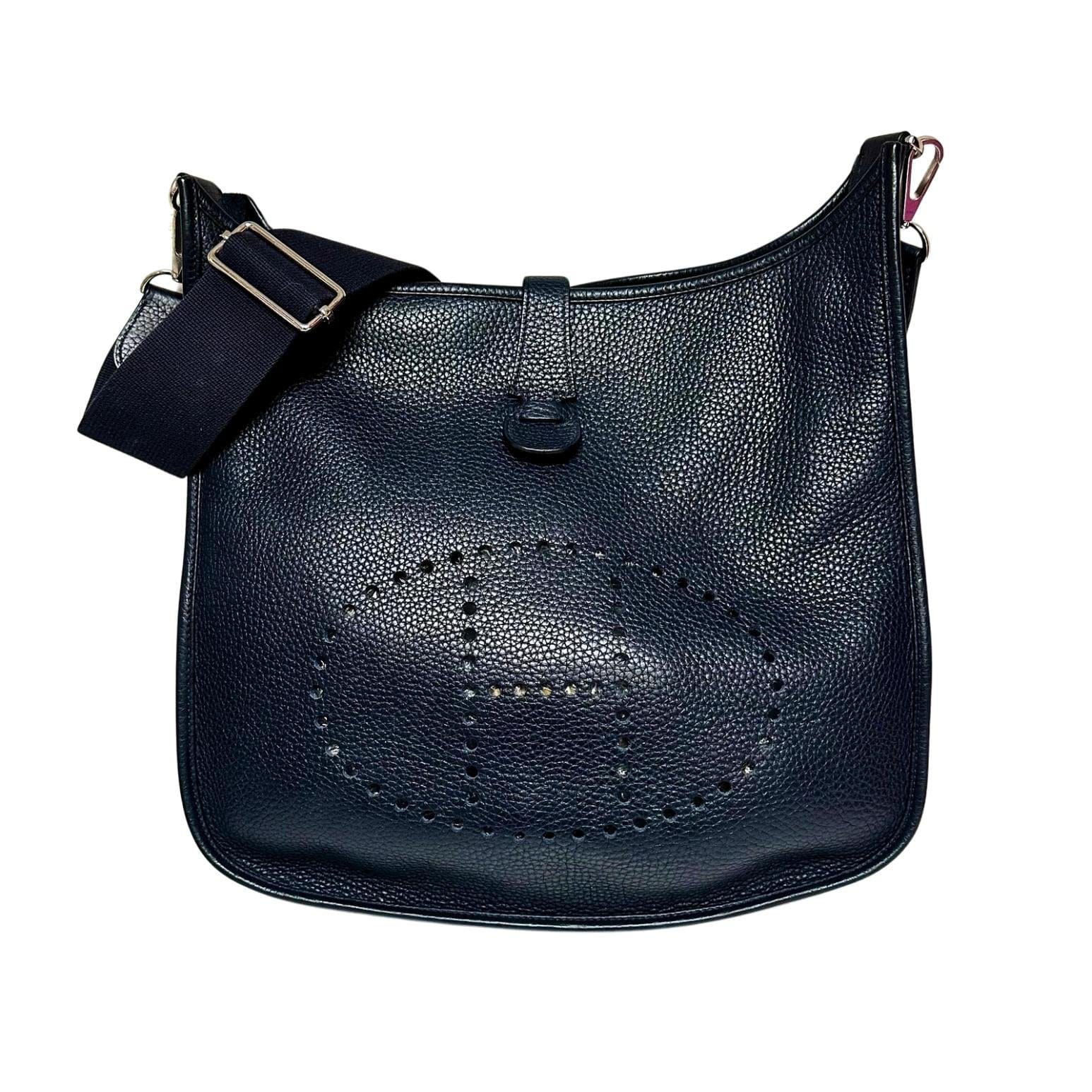 Hermes Evelyne III GM Navy Blue Leather Crossbody Handbag