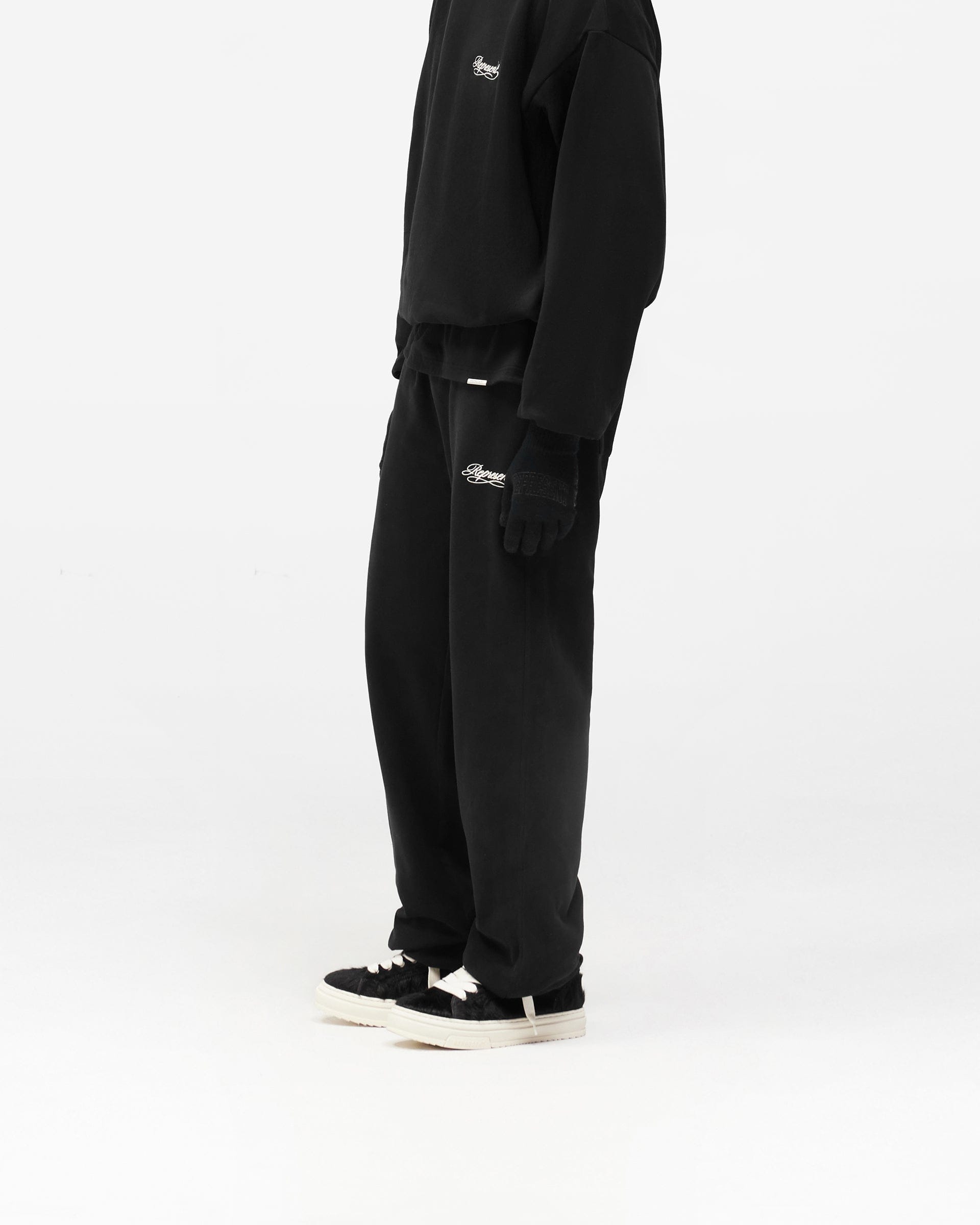 BF25 Dual Layer Script Sweatpants - Jet Black