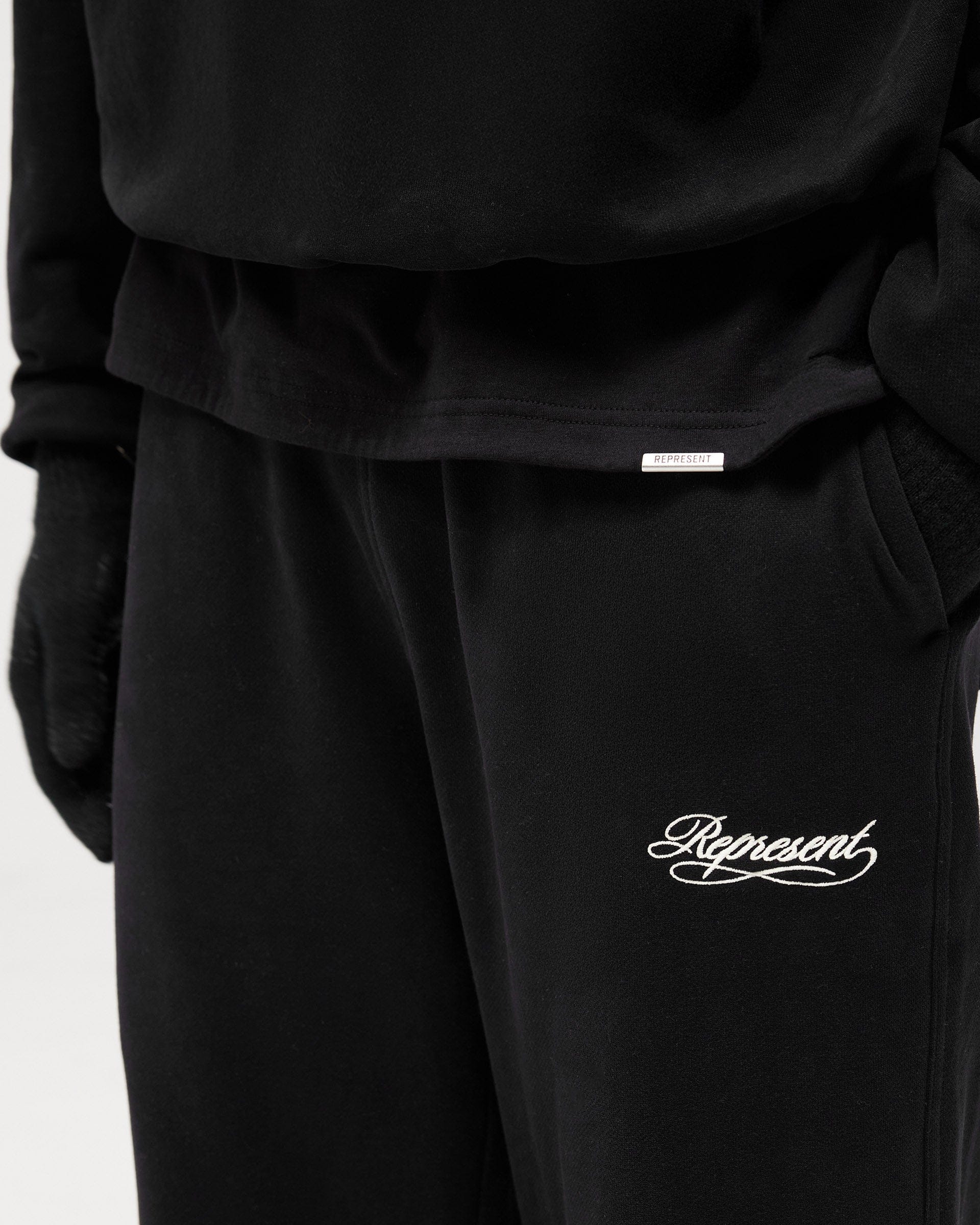 BF25 Dual Layer Script Sweatpants - Jet Black