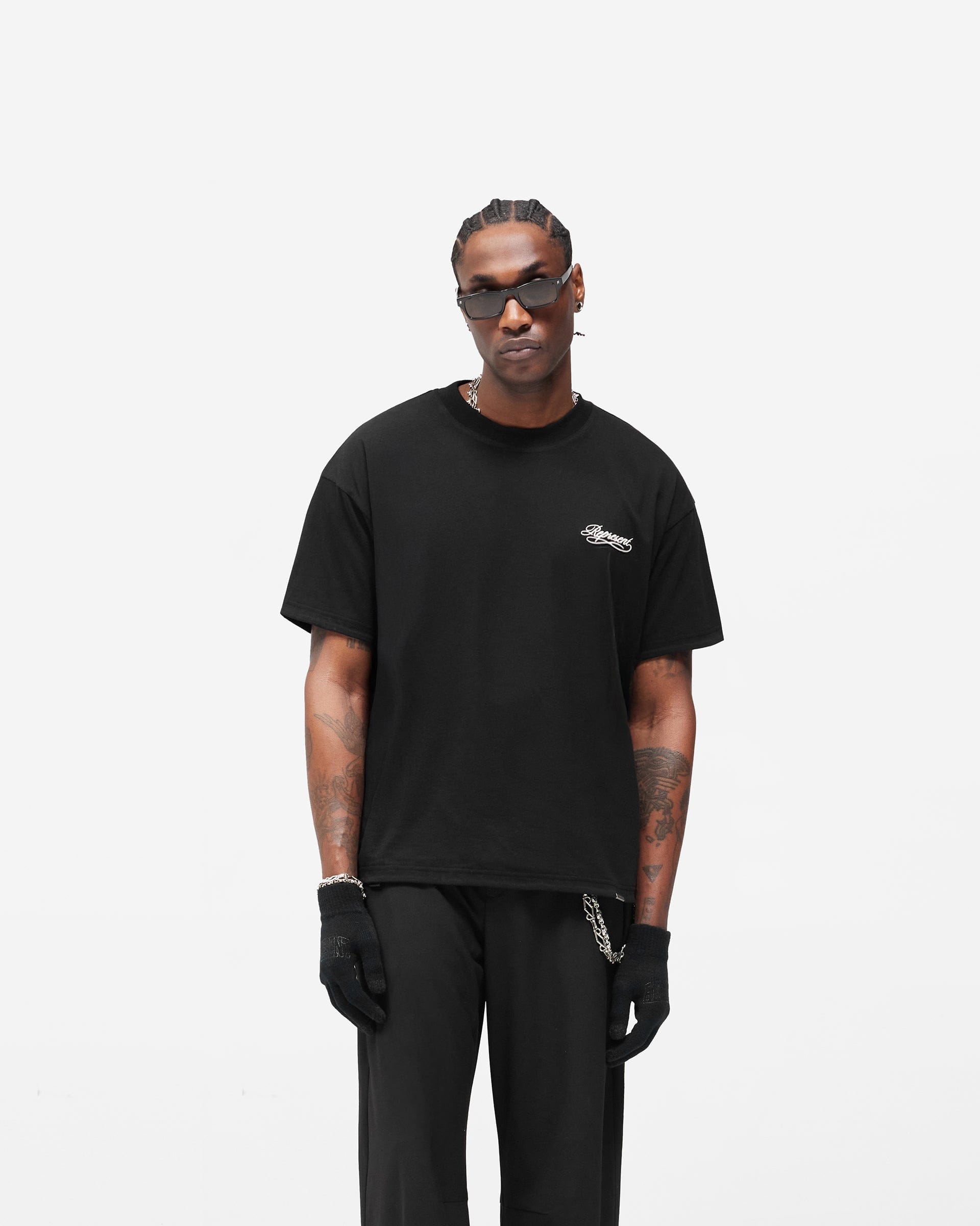 BF25 Dual Layer Script T-Shirt - Jet Black