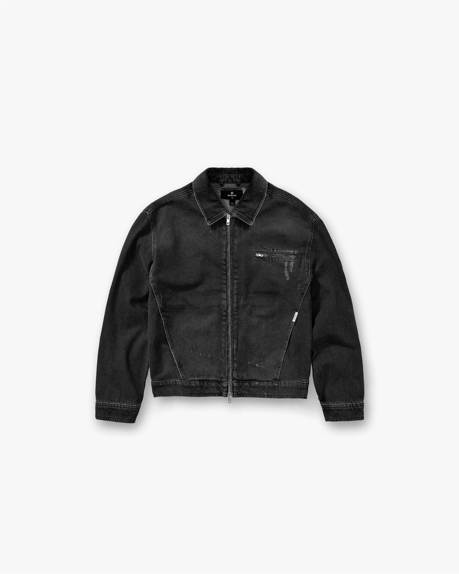 FW25 Collared Denim Jacket - Aged Black