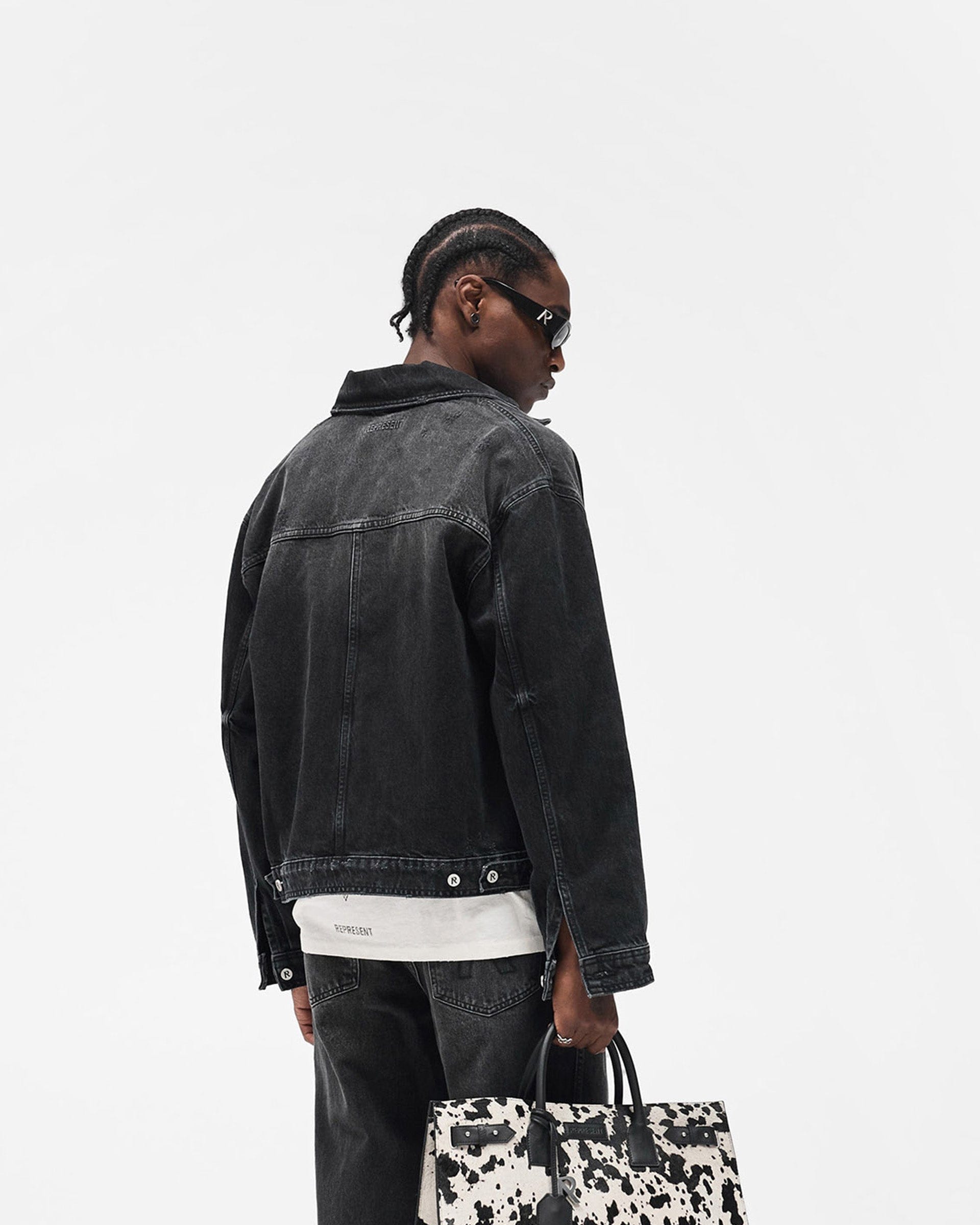 FW25 Collared Denim Jacket - Aged Black