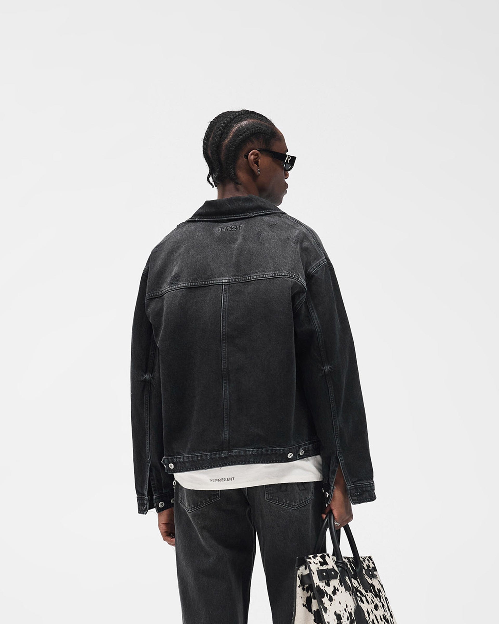 FW25 Collared Denim Jacket - Aged Black