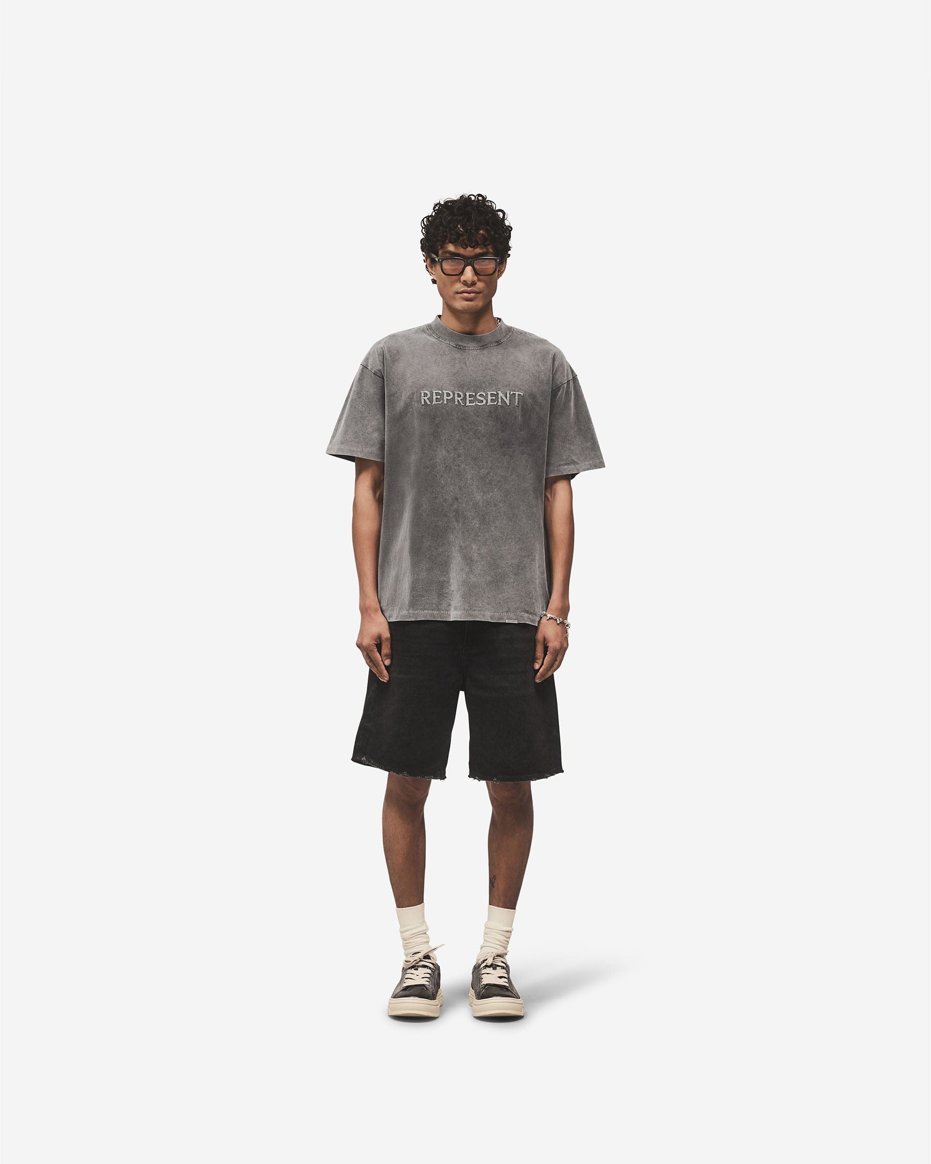 Logo Pack Embroidered Serif Logo T-Shirt - Vintage Grey