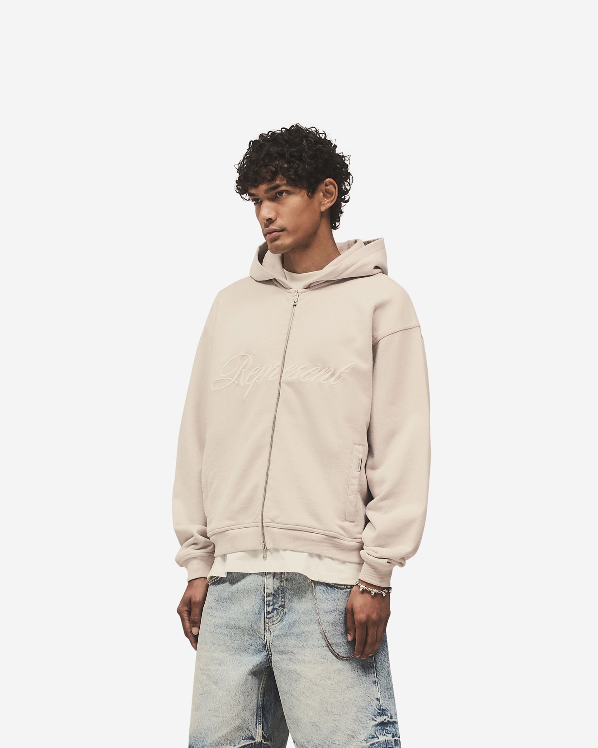 Logo Pack Script Logo Zip Hoodie - Concrete