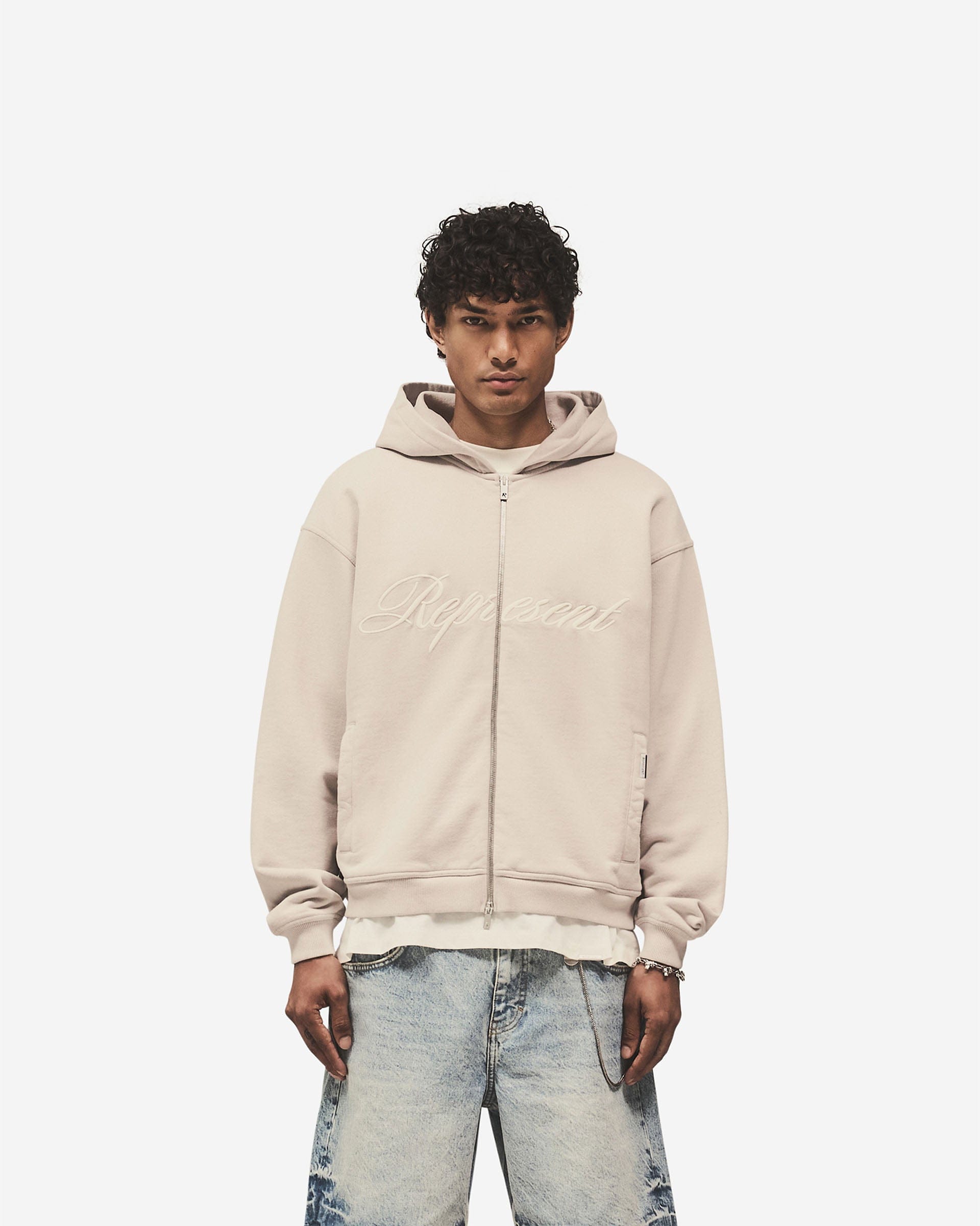 Logo Pack Script Logo Zip Hoodie - Concrete