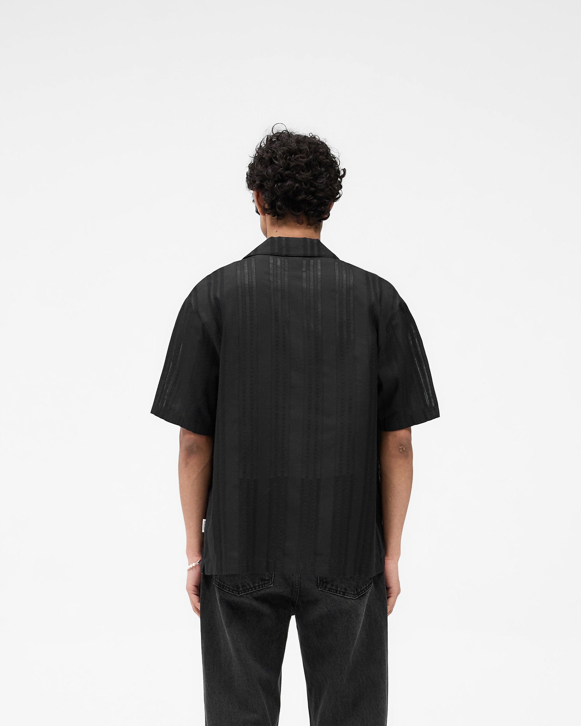 SS25 Embroidered Bowling Shirt - Jet Black