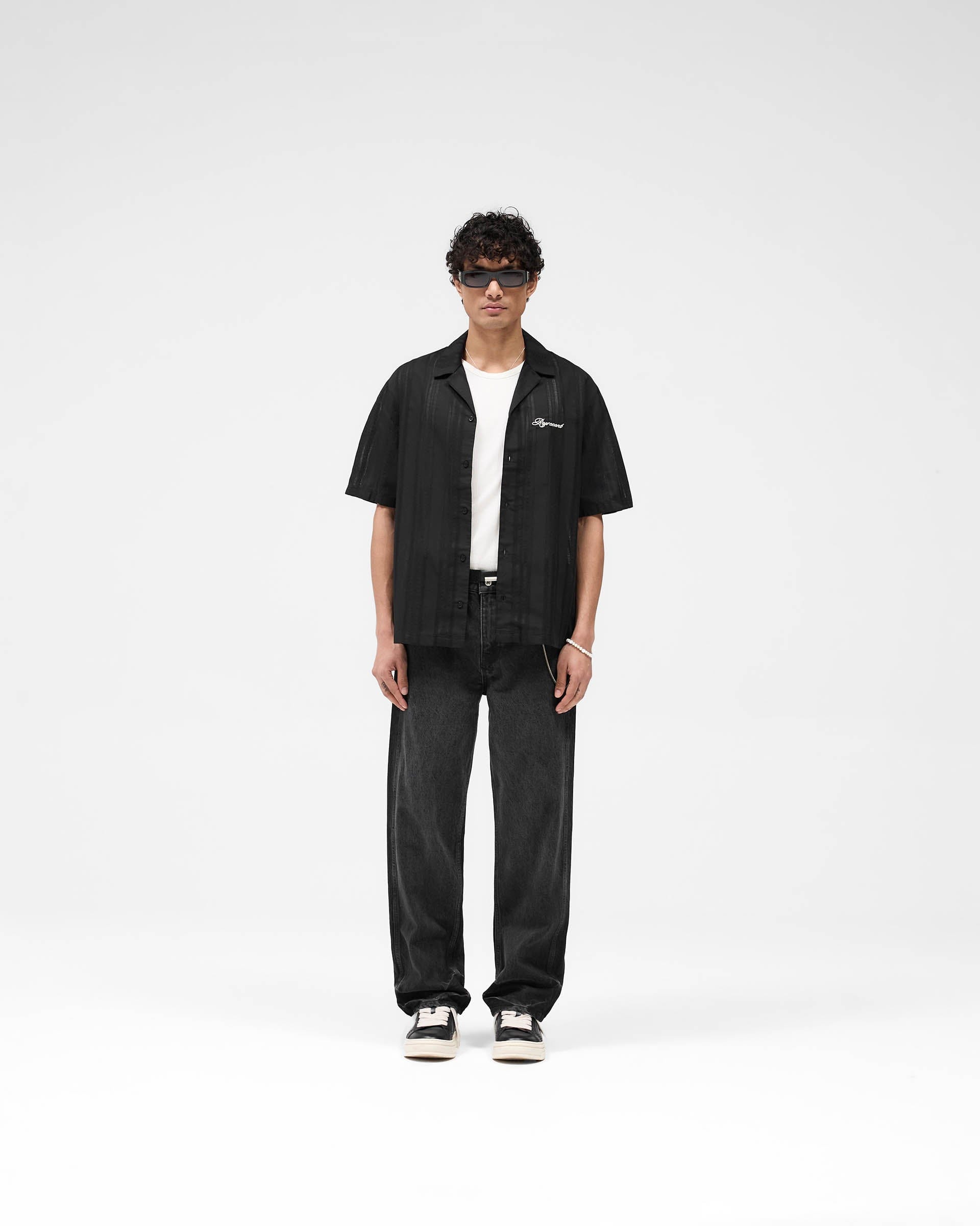 SS25 Embroidered Bowling Shirt - Jet Black