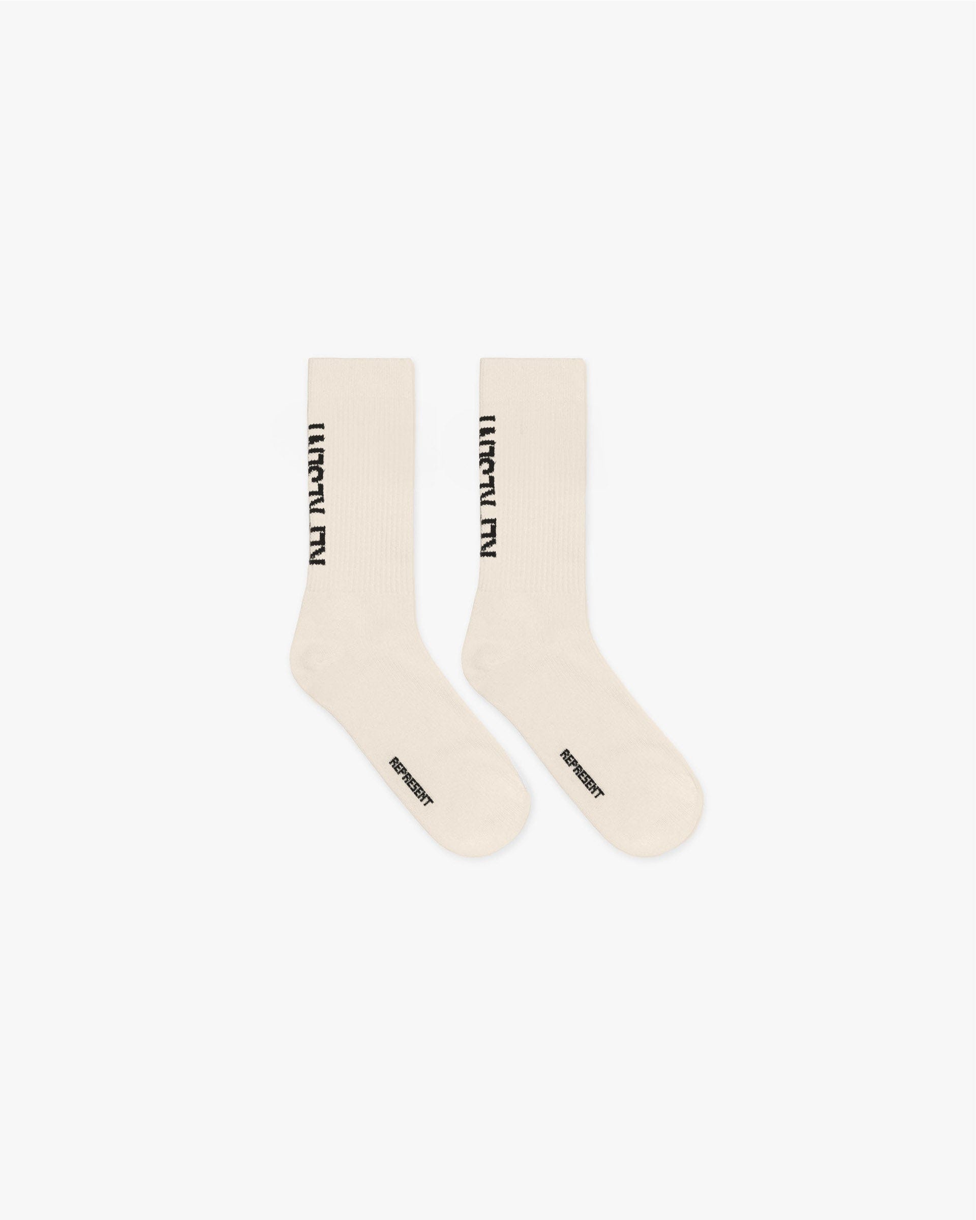 SS25 Represent Logo Socks - Antique White