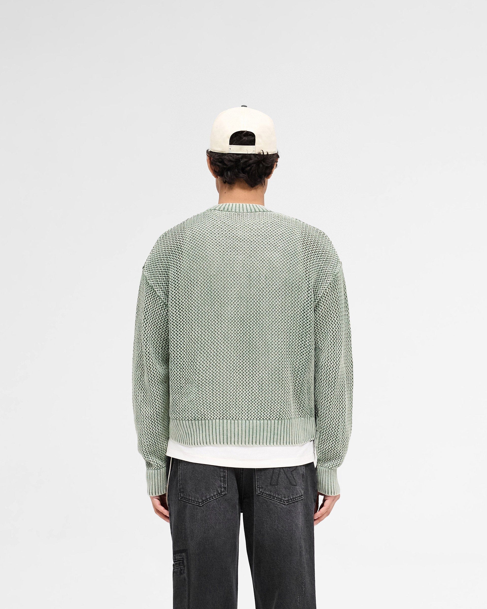 SS25 Open Gauge Knit Sweater - Forest Green