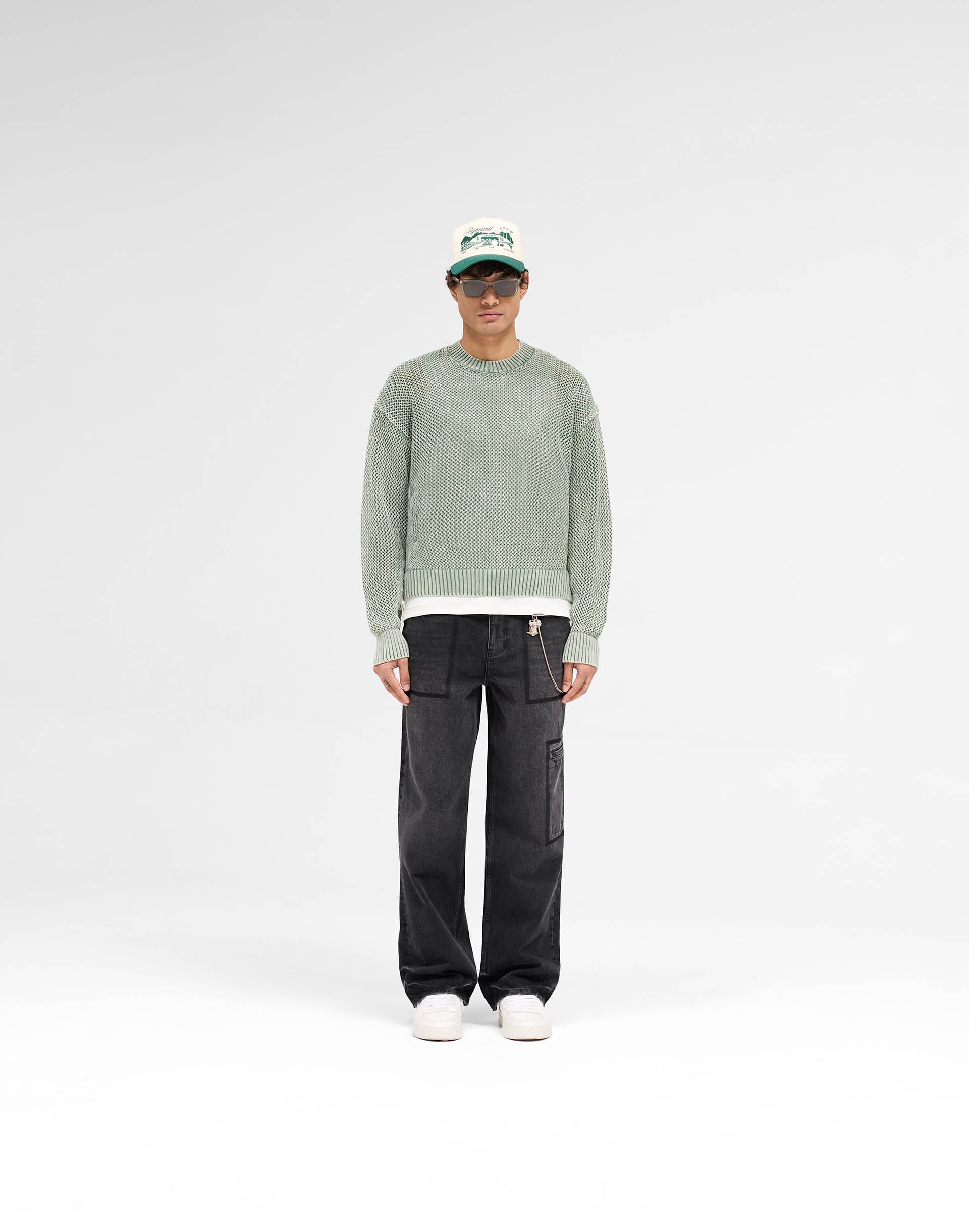SS25 Open Gauge Knit Sweater - Forest Green