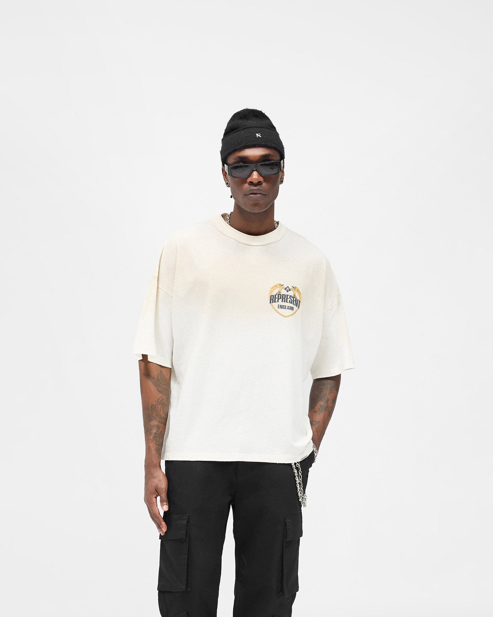 FW25 Angel Border T-Shirt - Washed Ecru